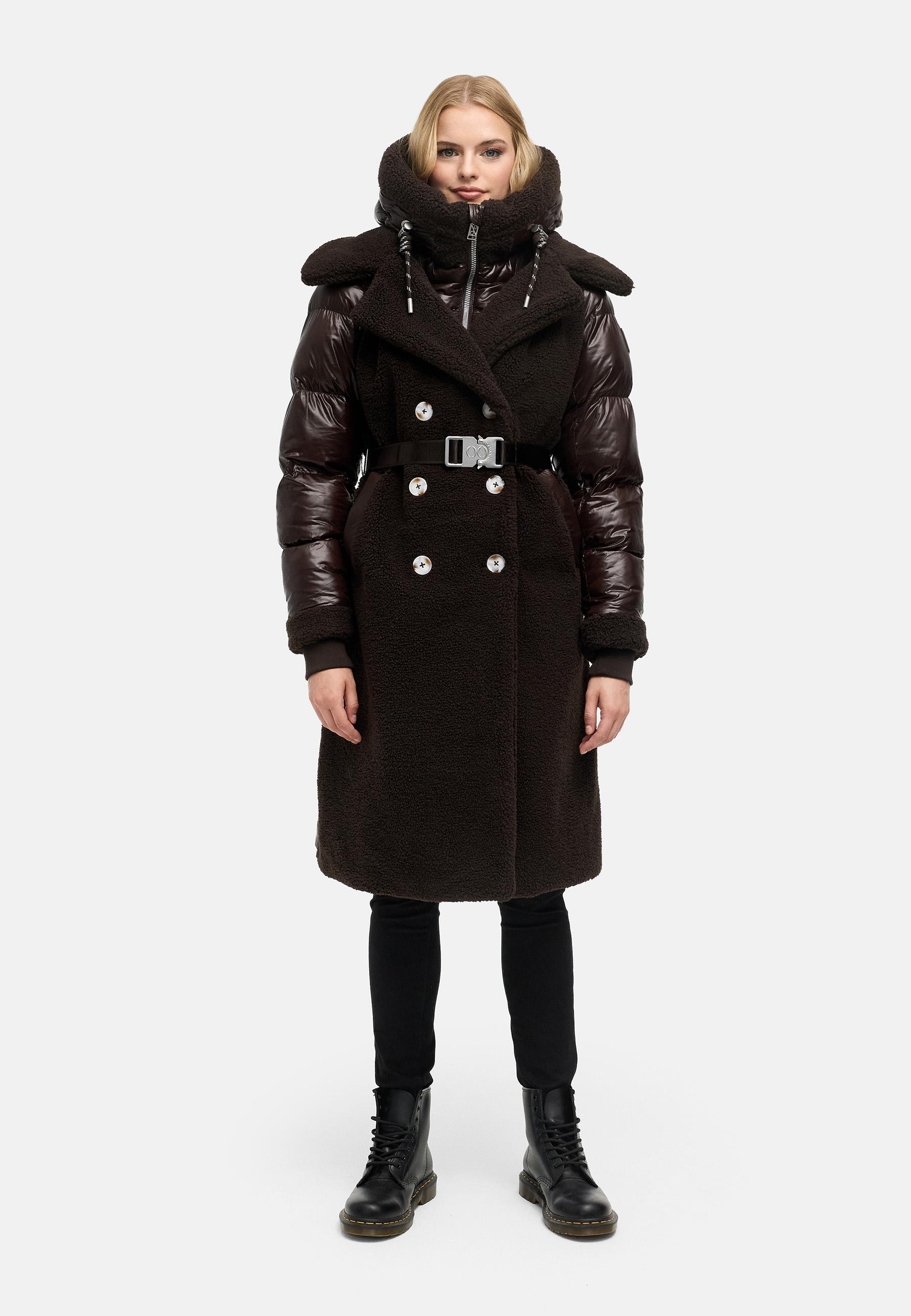 Navahoo Wintermantel »Kuscheltraum 14« Modischer Damen Plüschmantel aus angesagtem Materialmix