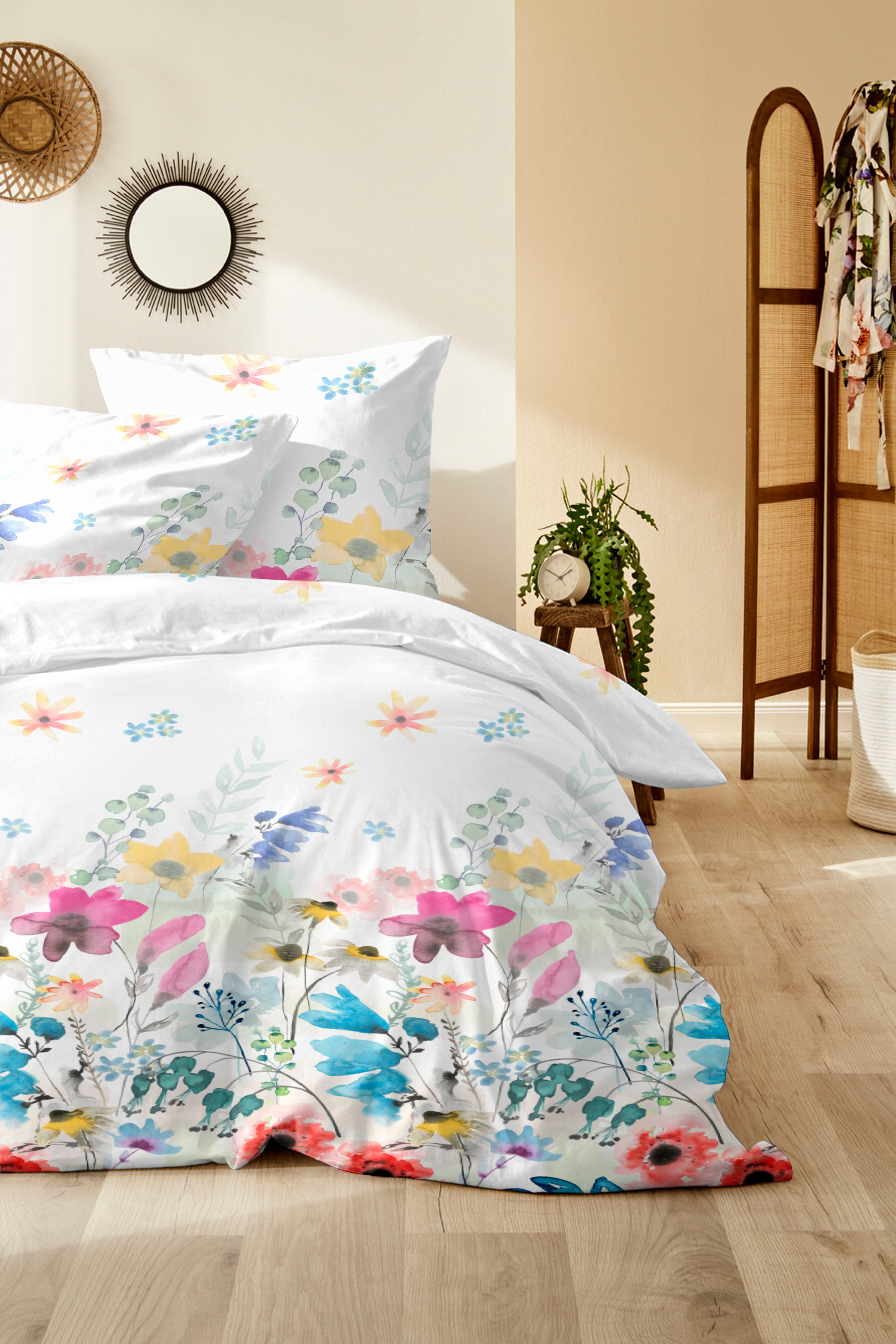 Primera Bettwäsche "Mako-Satin-Bettwäsche Alpine Garden" 2 Stk. mit kunstvo günstig online kaufen