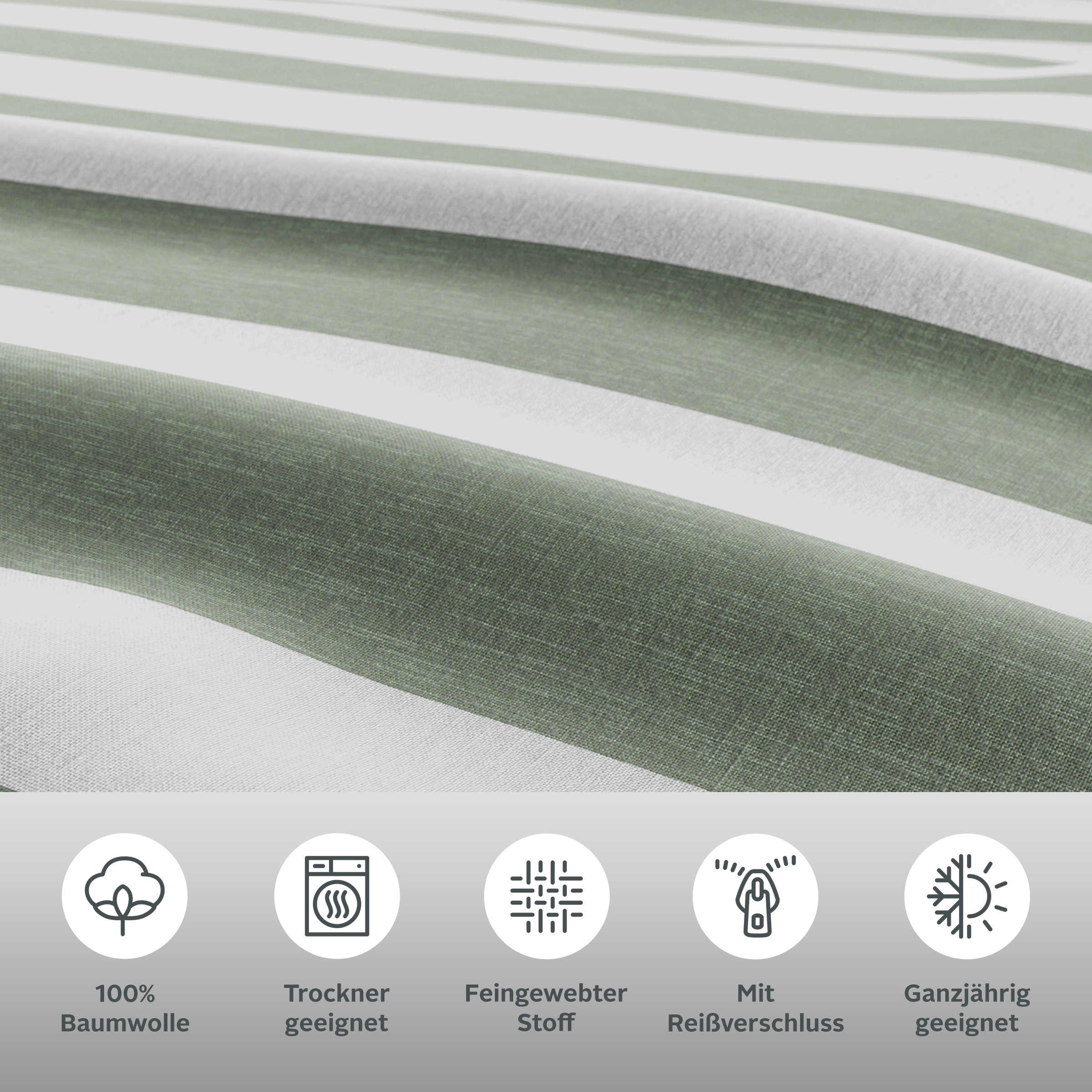 Thumbnail - OTTO home Wendebettwäsche "Big Stripe" 2 Stk. 100% GOTS Baumwolle, ab Größe 135x200 cm