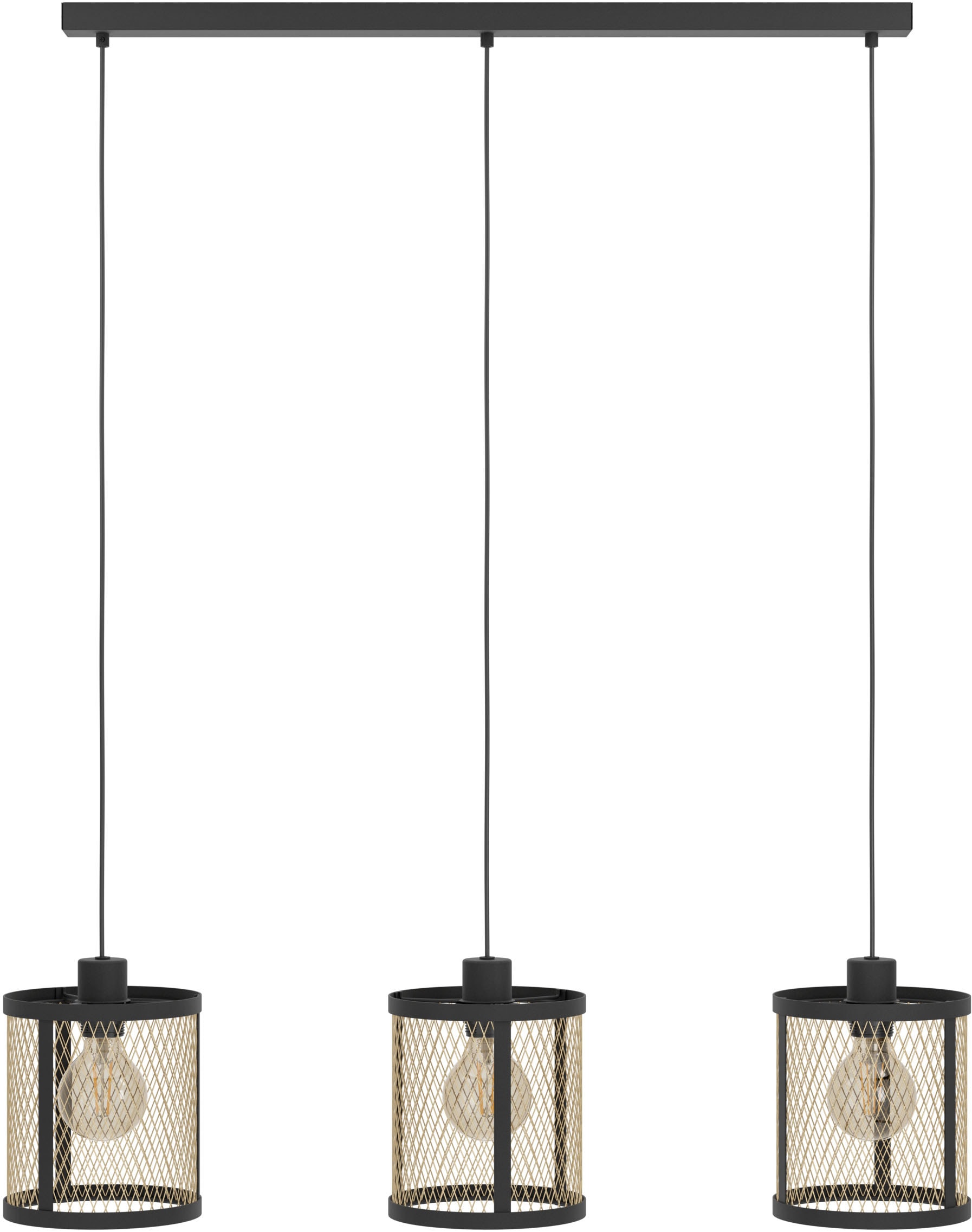 EGLO Hängeleuchte »DELLOW Pendellampe - Stahl - E27 - 3X40W - IP20« E27 1 Stk. Hängelampe, Deckenlampe, Wohnzimmer, Esszimmer, L88 x B18 x H110 cm