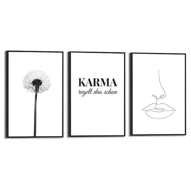 Reinders! Wandbild »Wandbilder Set Modern Art Pusteblume - Linienzeichnung  - Stylisch«, Kunst, (3 St.) bestellen | BAUR