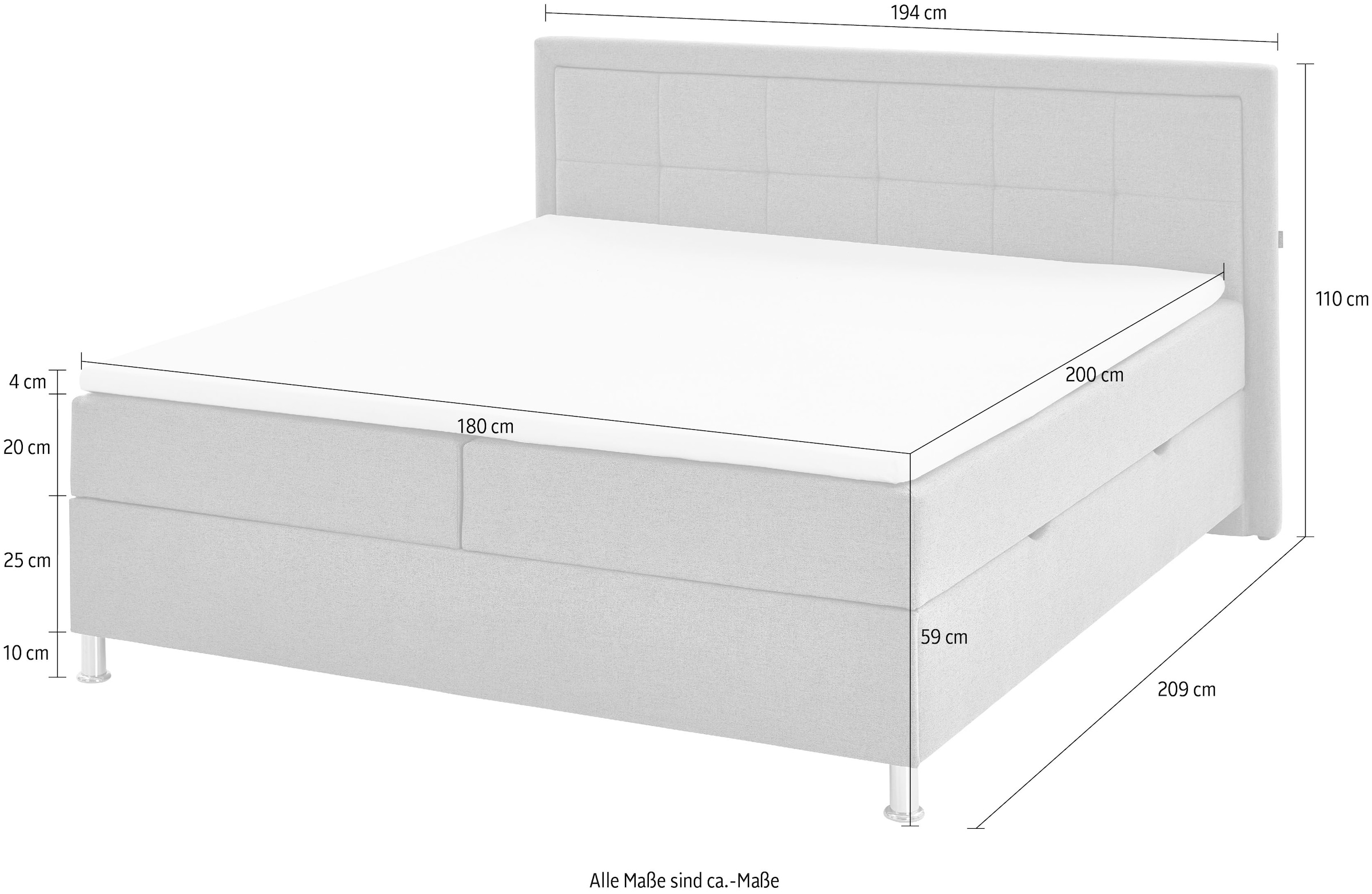 INOSIGN Boxbett »Fergus«, mit Bettkasten, inkl. Topper