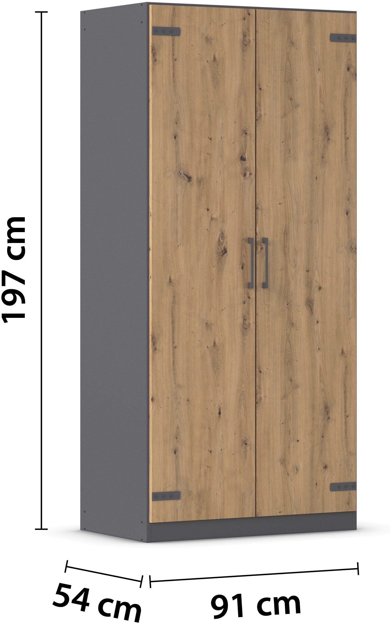 rauch Drehtürenschrank »Kleiderschrank Jugendzimmer Kinderzimmer Stauraum Topseller Holmes« Breite 91/Höhe 197/Tiefe 54cm - Industrial Style - MADE IN GERMANY