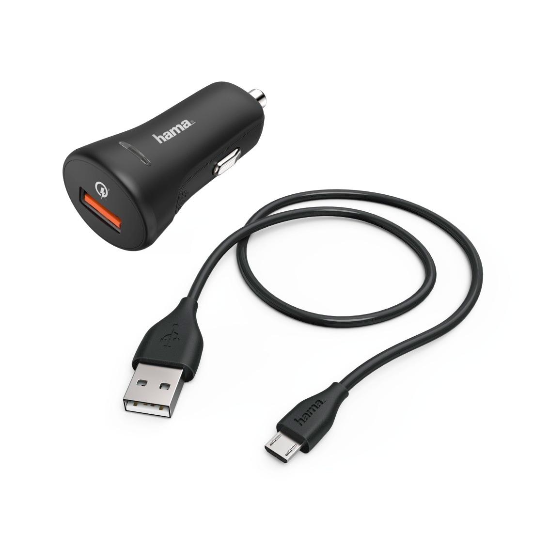 Hama KFZ-Adapter »Kfz-Ladeset,Micro USB,3A,Ladegerät QC3.0 +Micro-USB-Kabel  1,5m,Schwarz«, 150 cm | BAUR