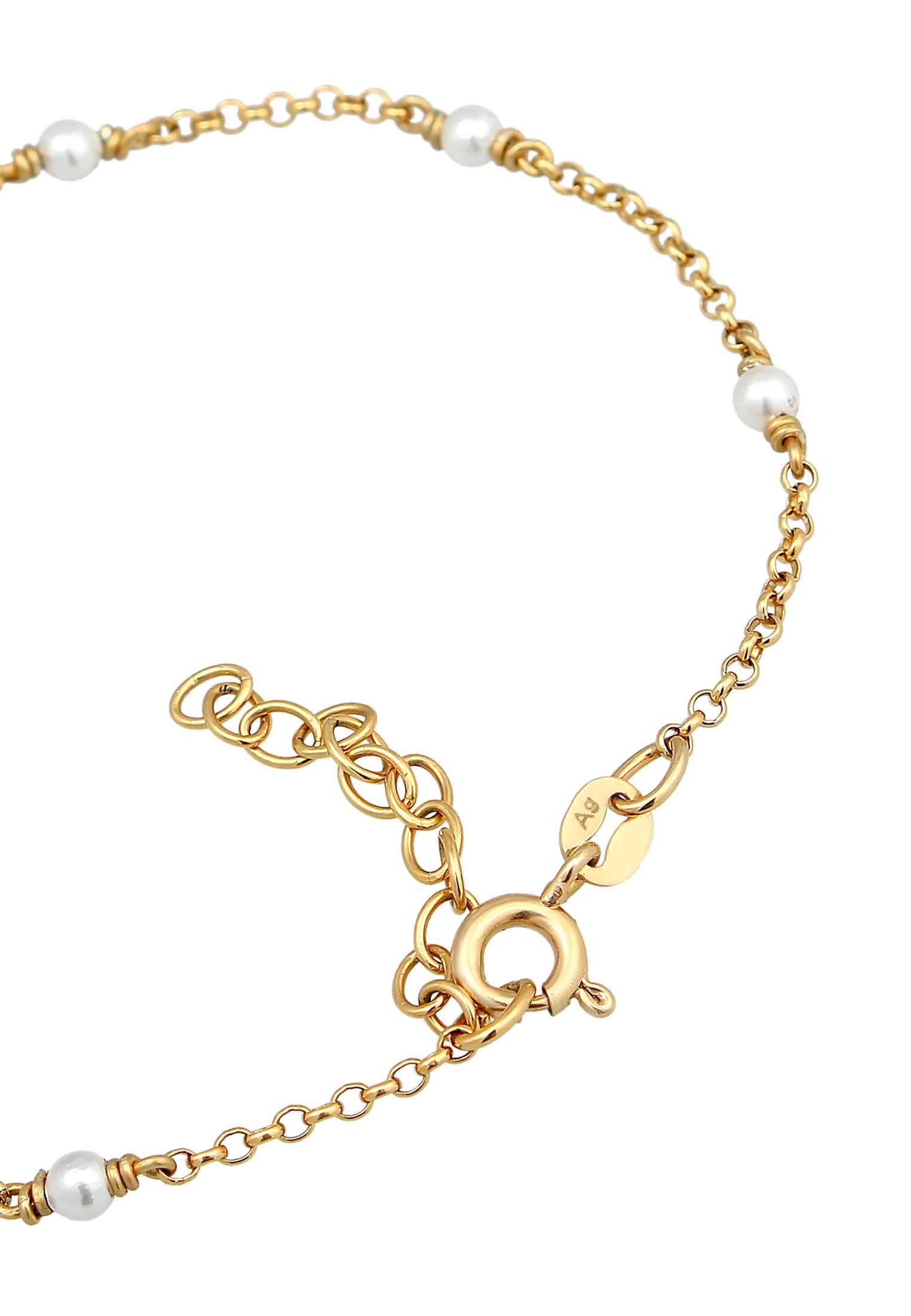 Elli Schmuckset »Armband Hand Chain Handkette Muschelkernperlen 925 Sterling Silber« ()