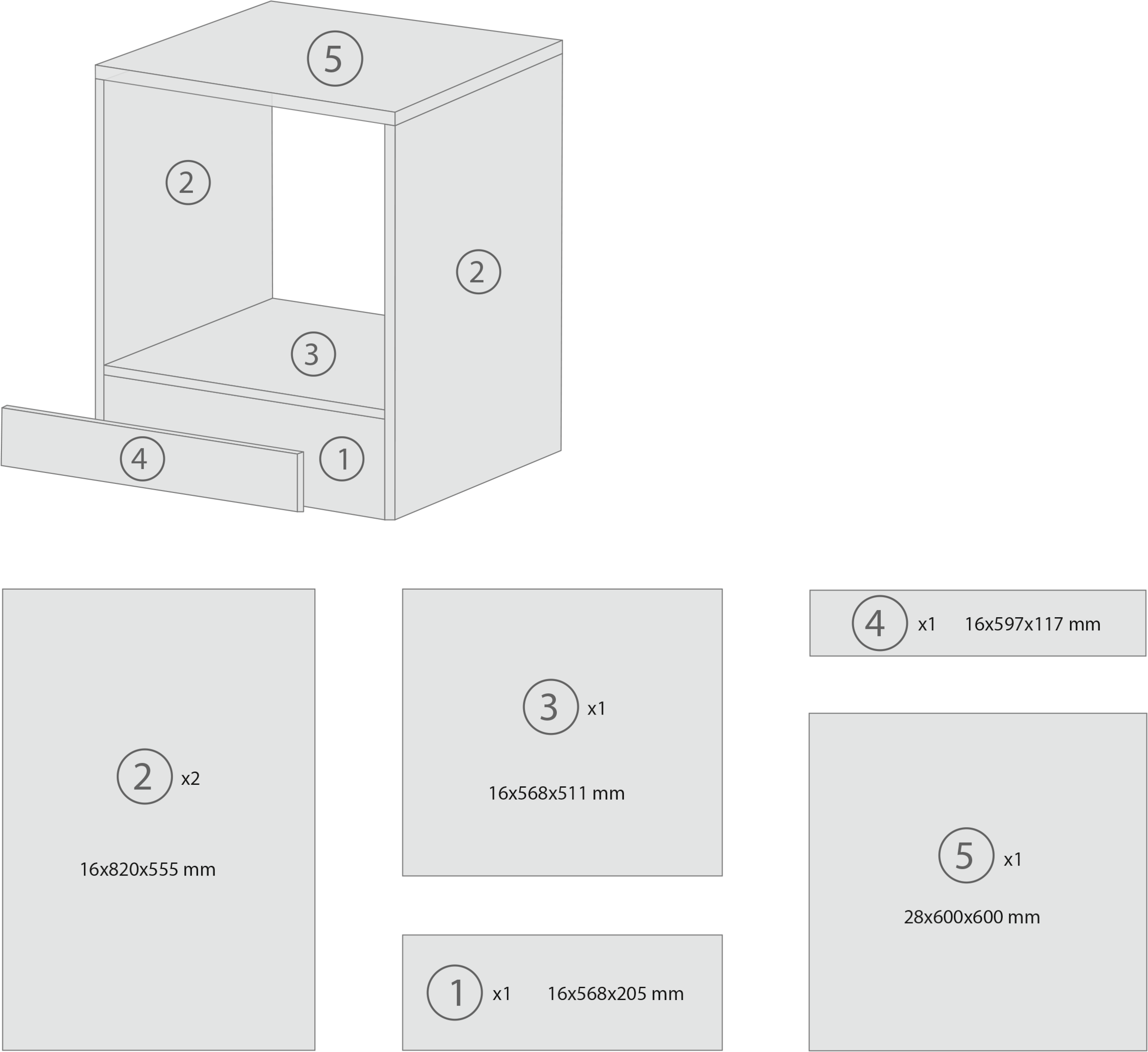RESPEKTA Herdumbauschrank »Merle« Breite 60 cm, inkl. Arbeitsplatte, Höhe 85 cm