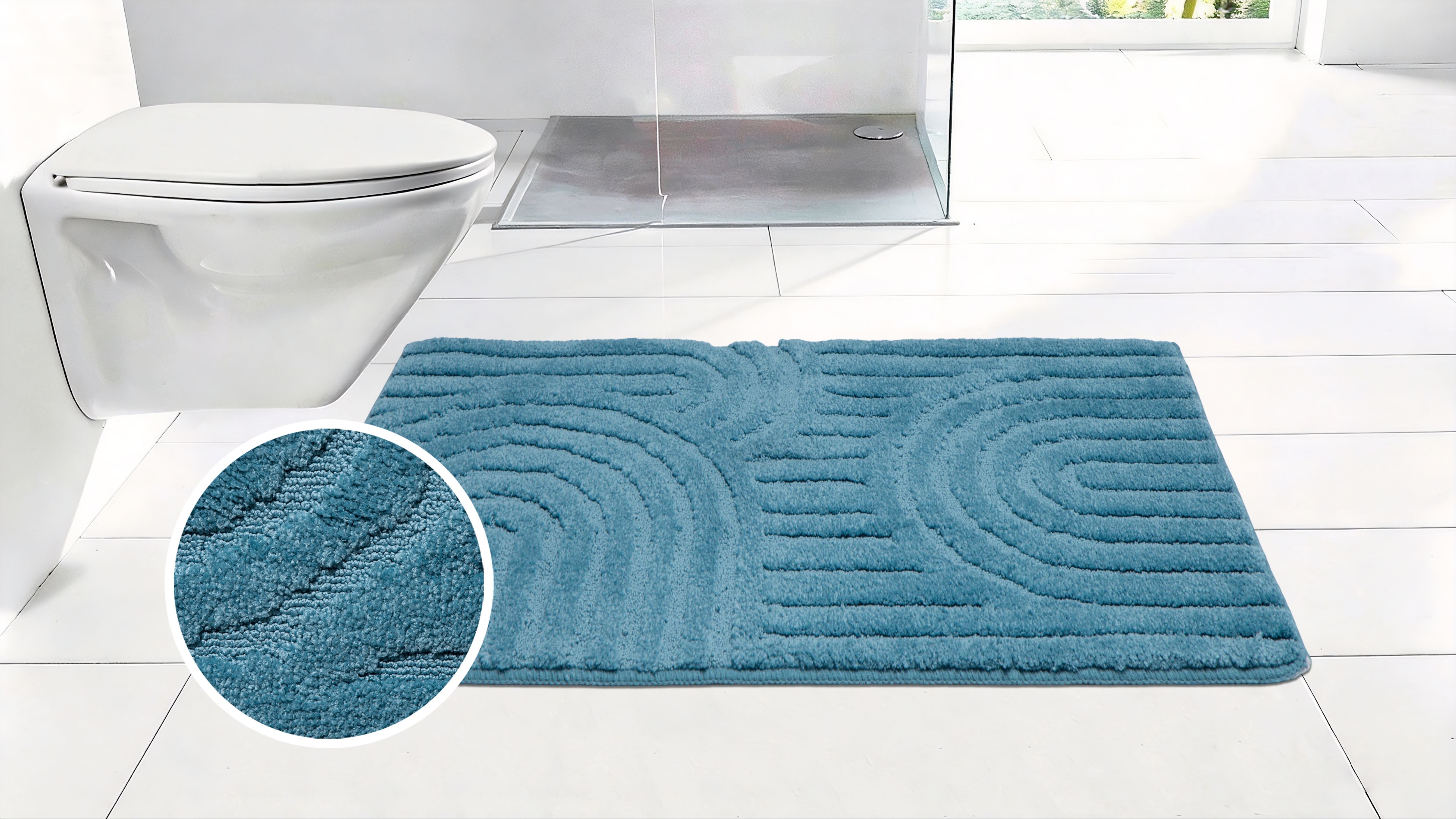 OTTO home Badematte "Zen, Badvorleger, Badezimmer Teppich, Duschvorleger" Höhe 10 mm rutschhemmend beschichtet fußbodenheizungsgeeignet schnell trocknend Uni Farben, Hoch-Tief-Effekt, modernes Muster, Zen