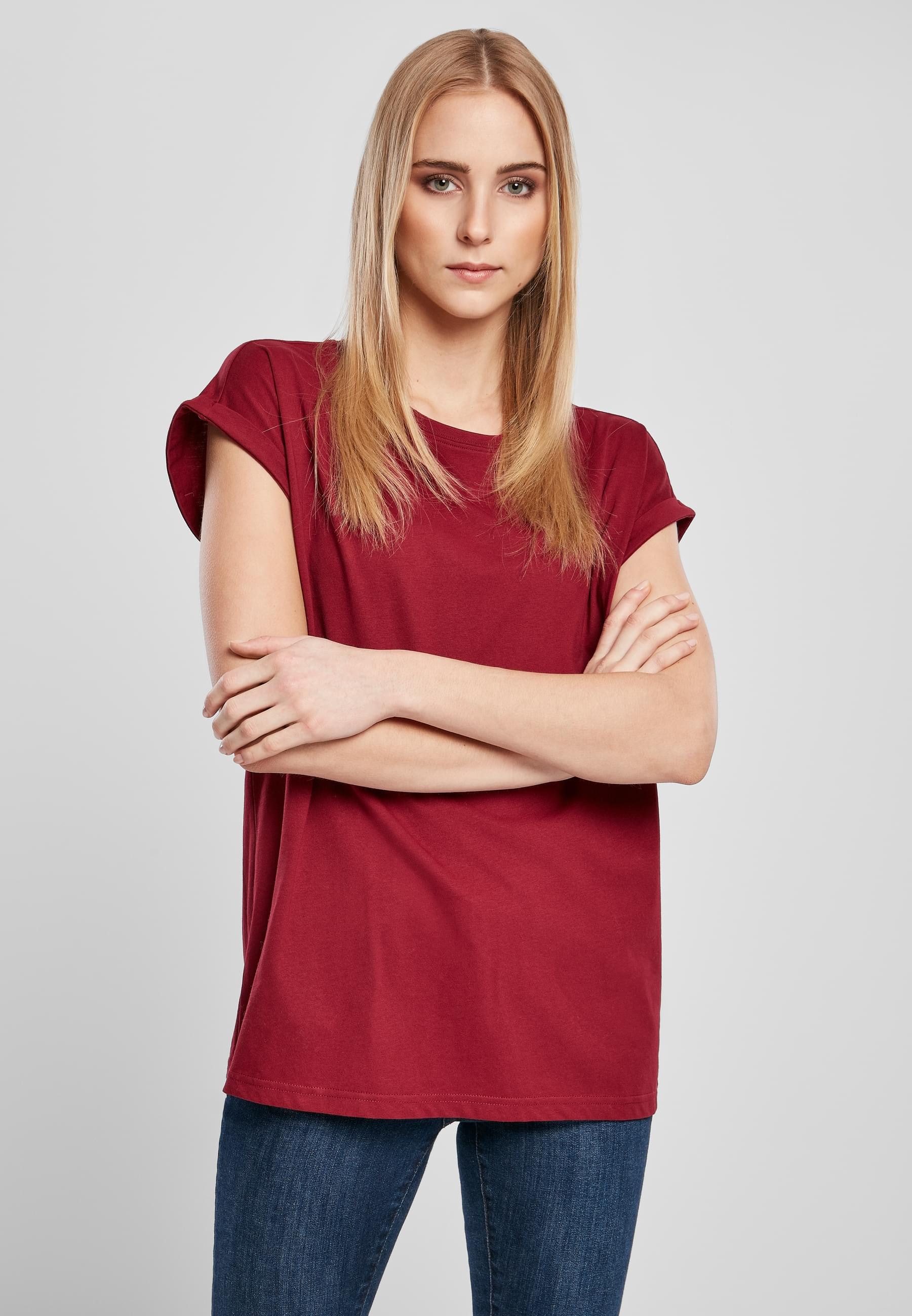 URBAN CLASSICS Kurzarmshirt »Urban Classics Damen Ladies Organic Extended Shoulder Tee«, (1 tlg.)