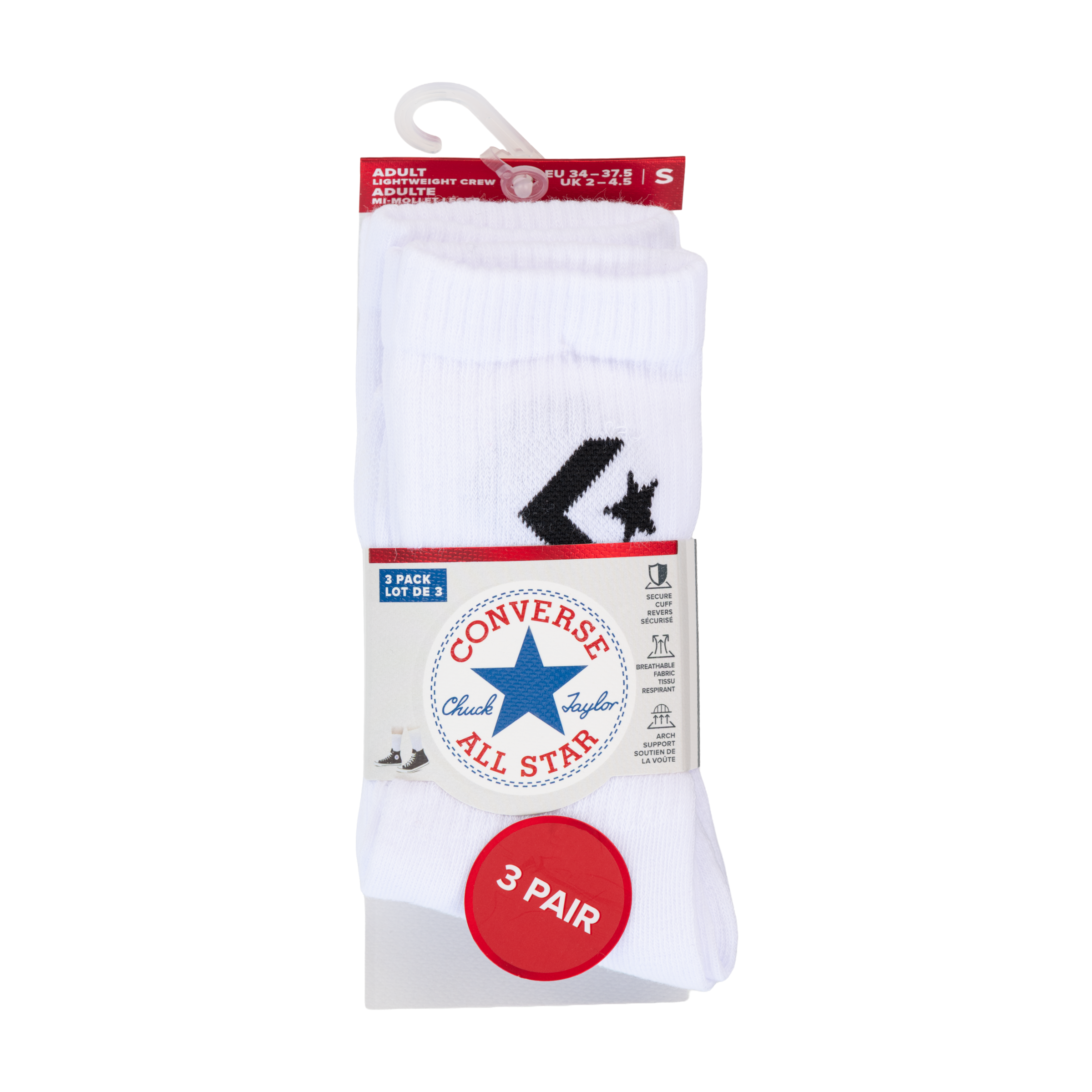 Converse Socken »CHU 3PK LIGHTWEIGHT COTTON CRE« 3 Paar tlg. im 3er-Pack, weiches Strickmaterial, atmungsaktive Zehenpartie