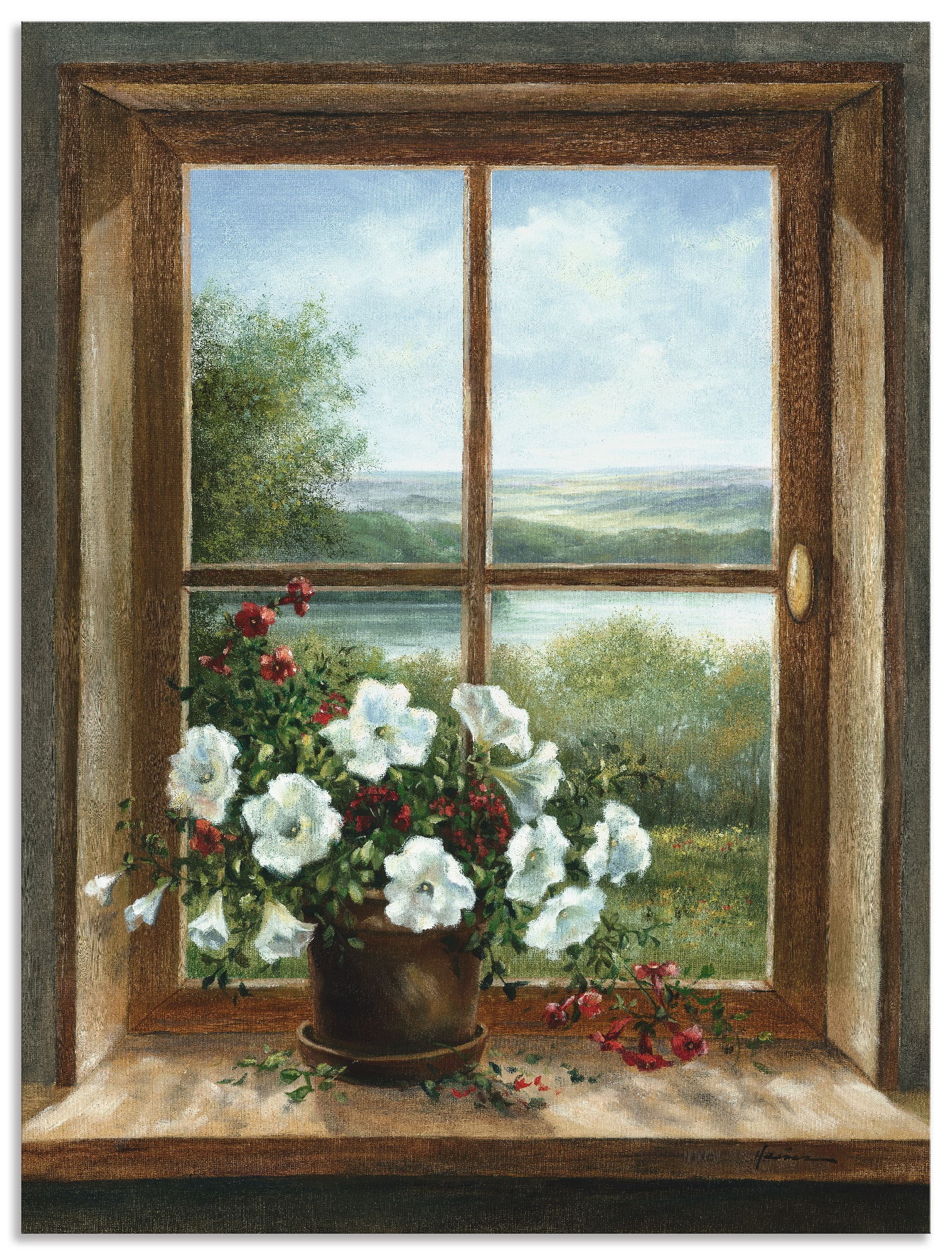 Artland Wandbild Fenster«, Leinwandbild, in als St.), (1 »Blumen Wandaufkleber am versch. oder Poster | bestellen BAUR Alubild, Arrangements, Größen