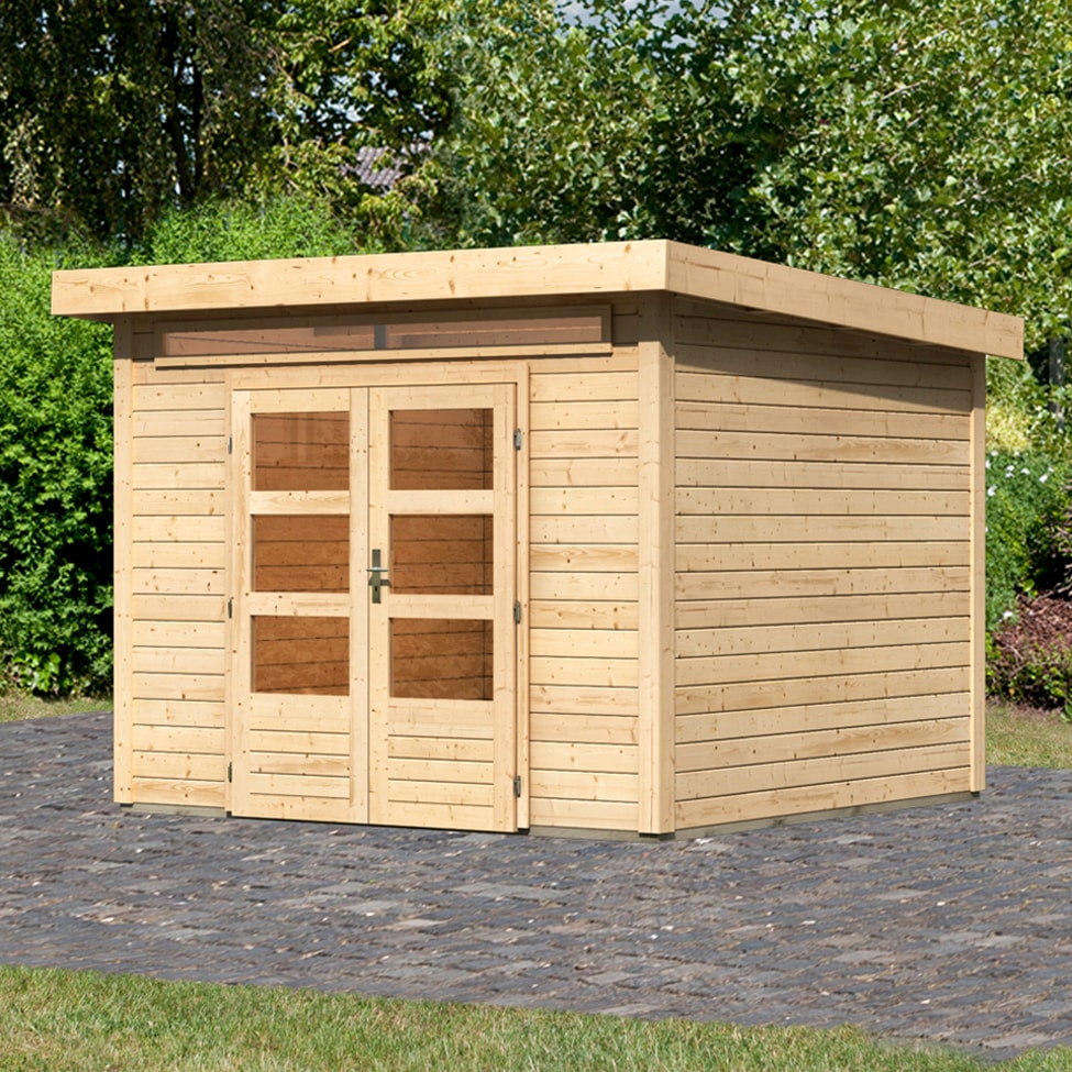 Karibu ""Ammersee 4" rundum terragrau" aus hochwertiger nordischer Fichte günstig online kaufen