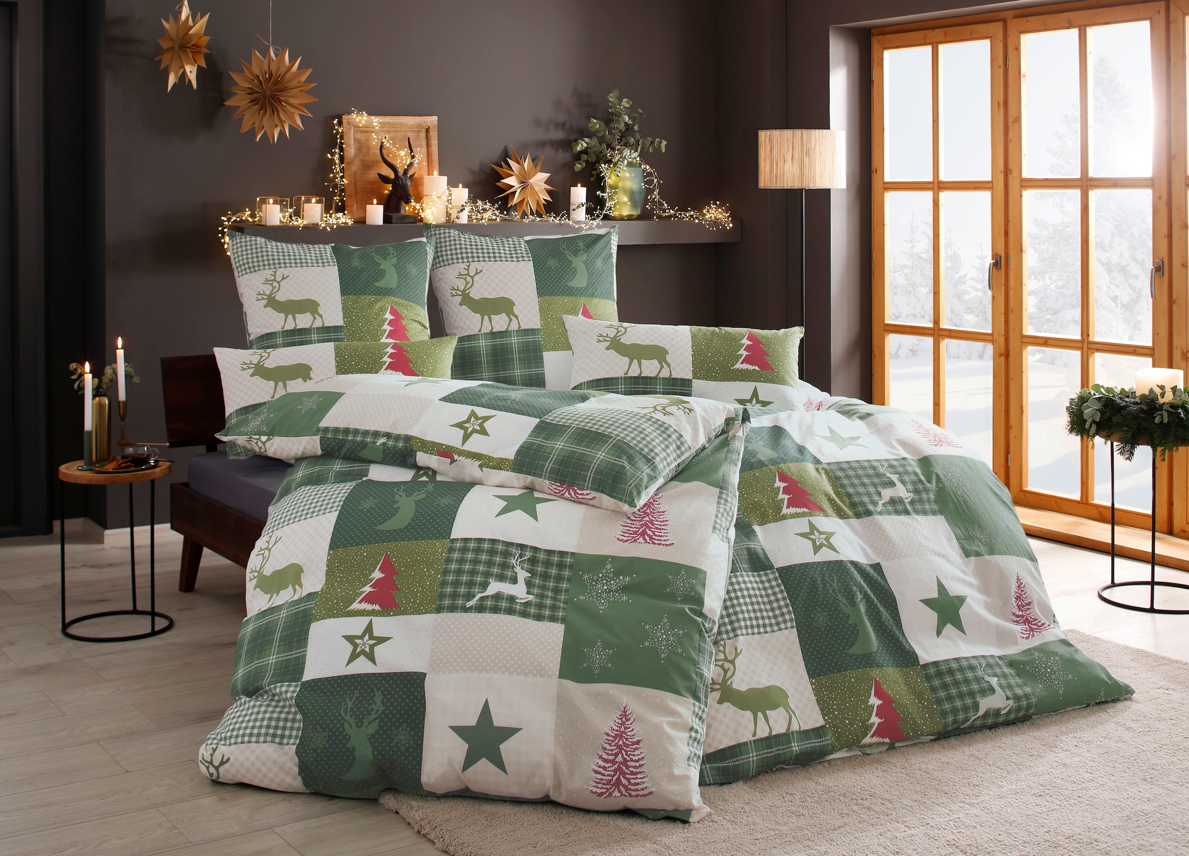 Home affaire Bettwäsche "Nicholas" 2 Stk. tlg. Weihnachtsbettwäsche, Winter günstig online kaufen