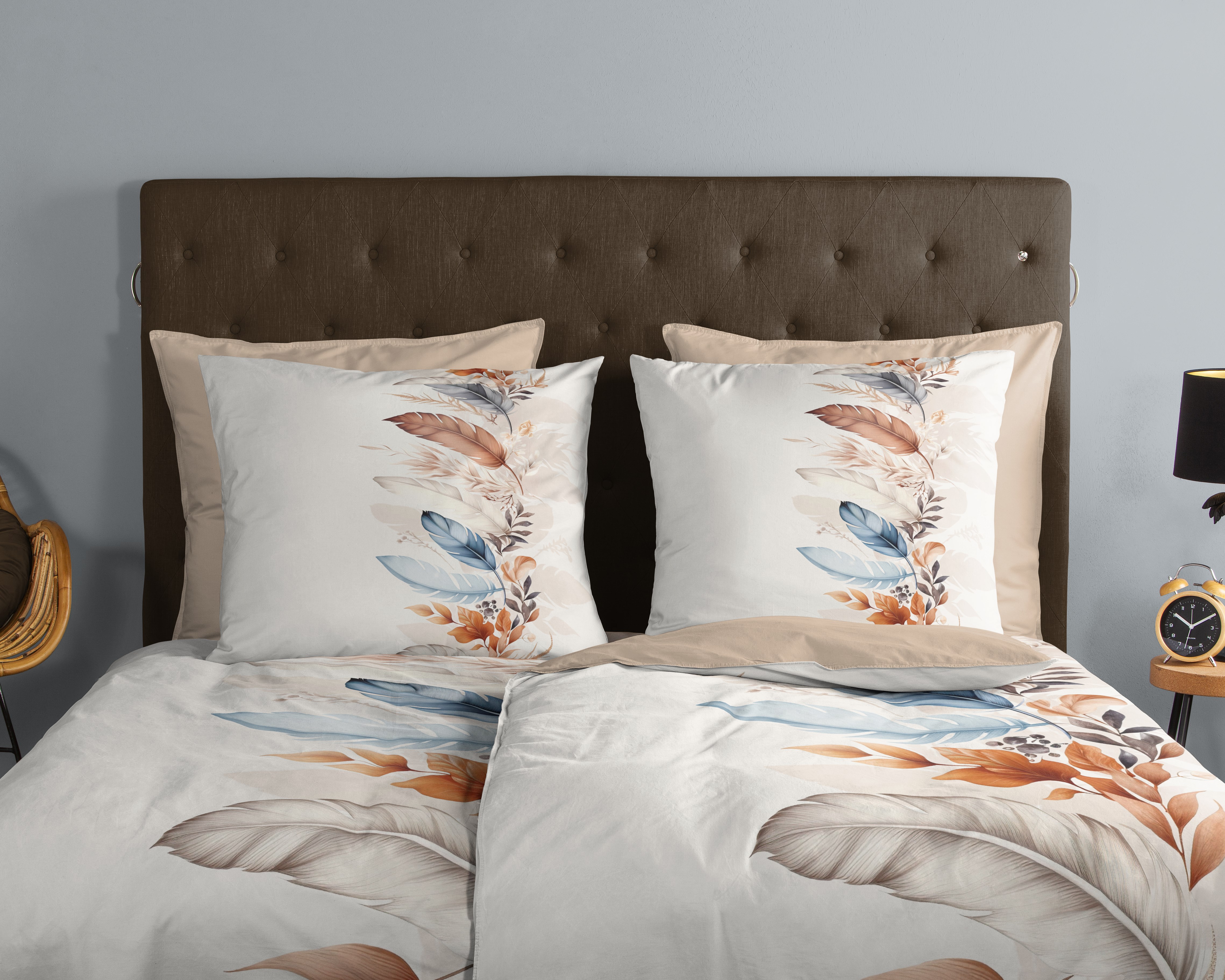 Thumbnail - good morning Wendebettwäsche "Mirra" 2 Stk. tlg. 100% Baumwolle, Renforcé, Reißverschluss, Wendeoptik, Federn, Ecru