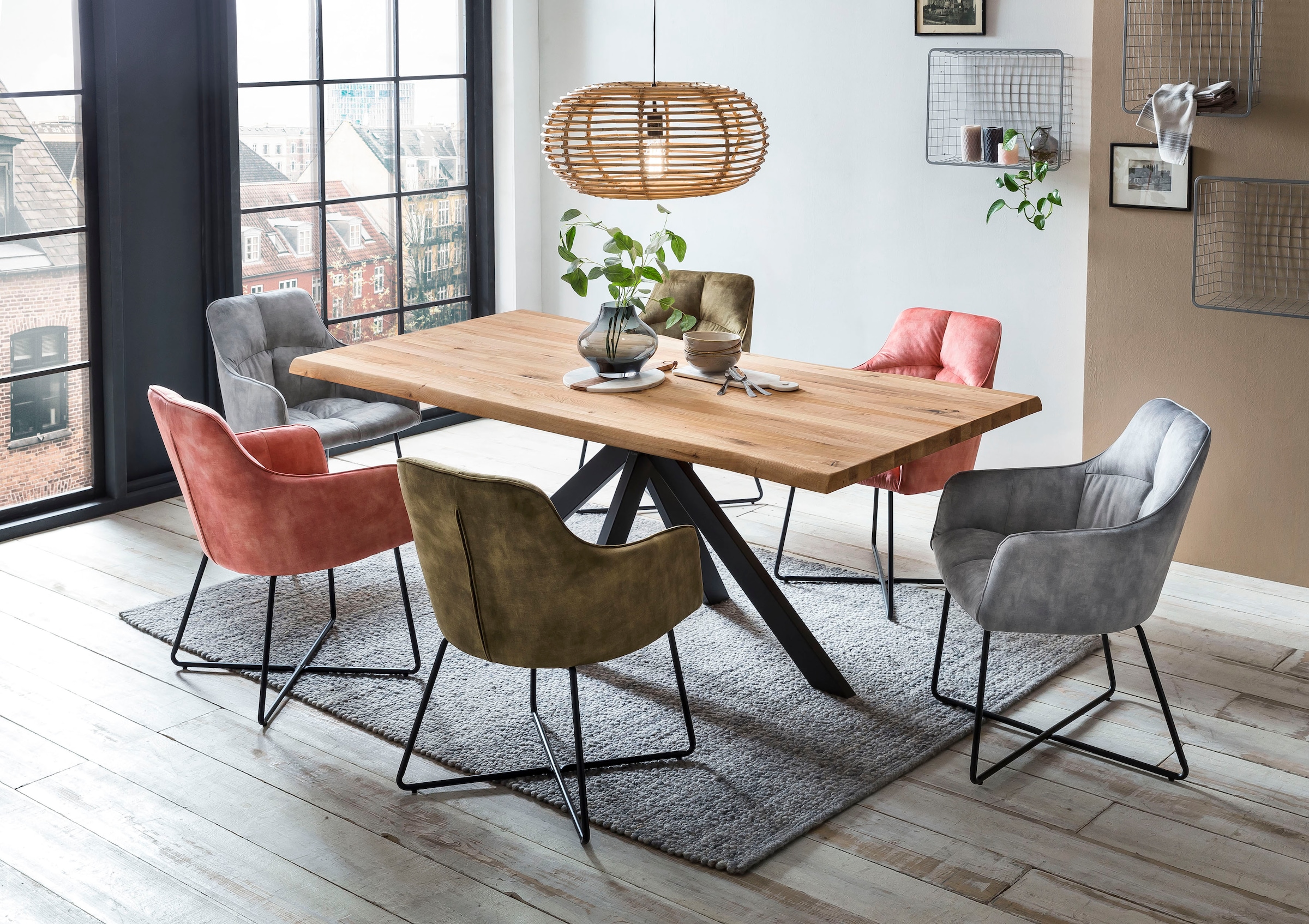 Home affaire Esstisch »Tristan« Massivholz Wildeiche mit echter Baumkante