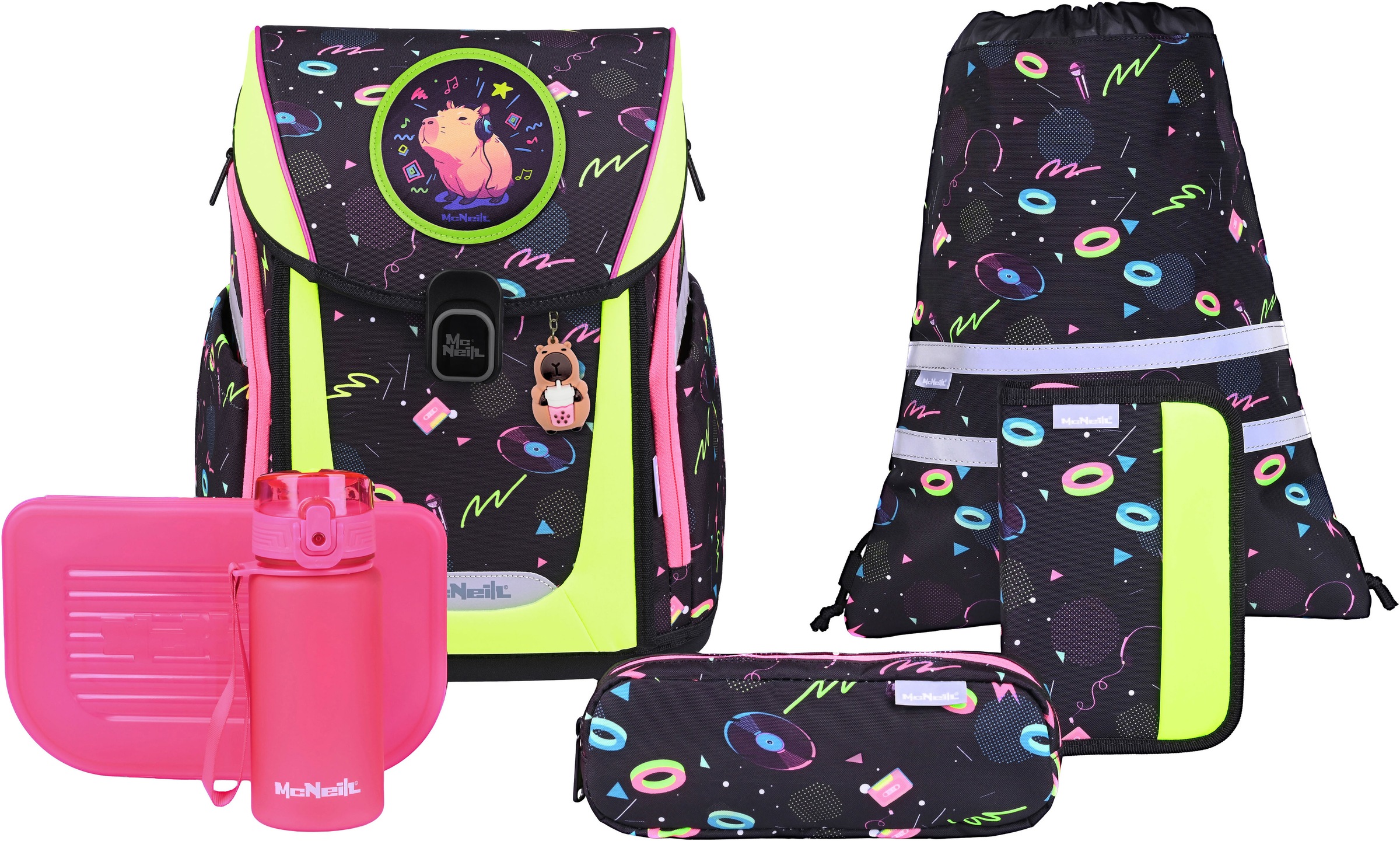 MCNEILL Kinder Schulranzen "Primo, inkl. Etui, Turnbeutel"capybar, Polyester, Rucksäcke