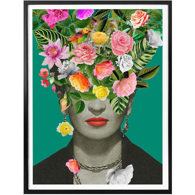 Wall-Art Poster »Frida Kahlo Floral«, Schriftzug, (1 St.) bestellen | BAUR