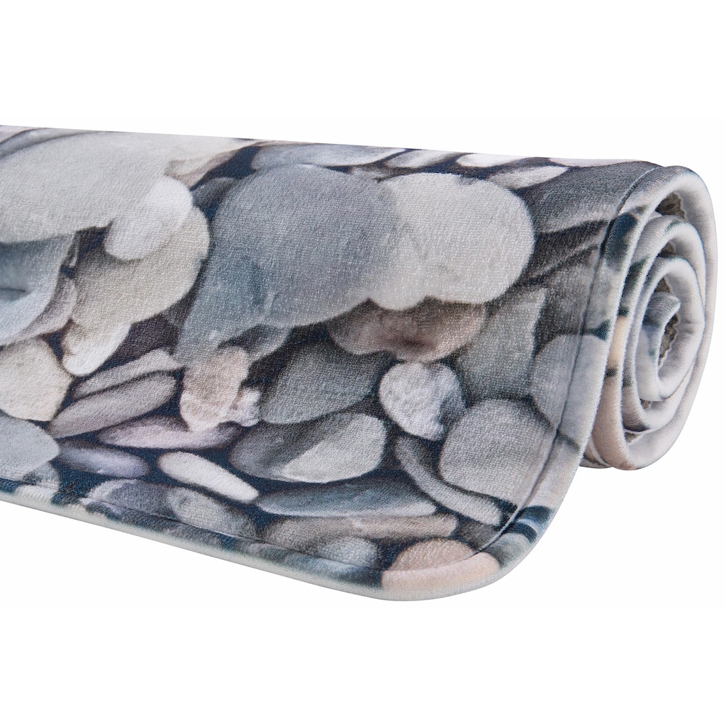 my home Badematte »Steine«, Höhe 14 mm, rutschhemmend beschichtet-Memory Schaum, fußbodenheizungsgeeignet-schnell trocknend-strapazierfähig, mit Foto-Motiv, auch als 2 teiliges Badematten Set erhältlich