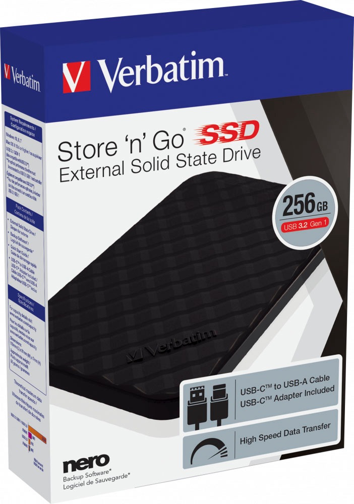 Verbatim externe SSD »Store 'n' Go USB 3.2 GEN 1 256 GB«, Anschluss USB 3.2 Gen-1