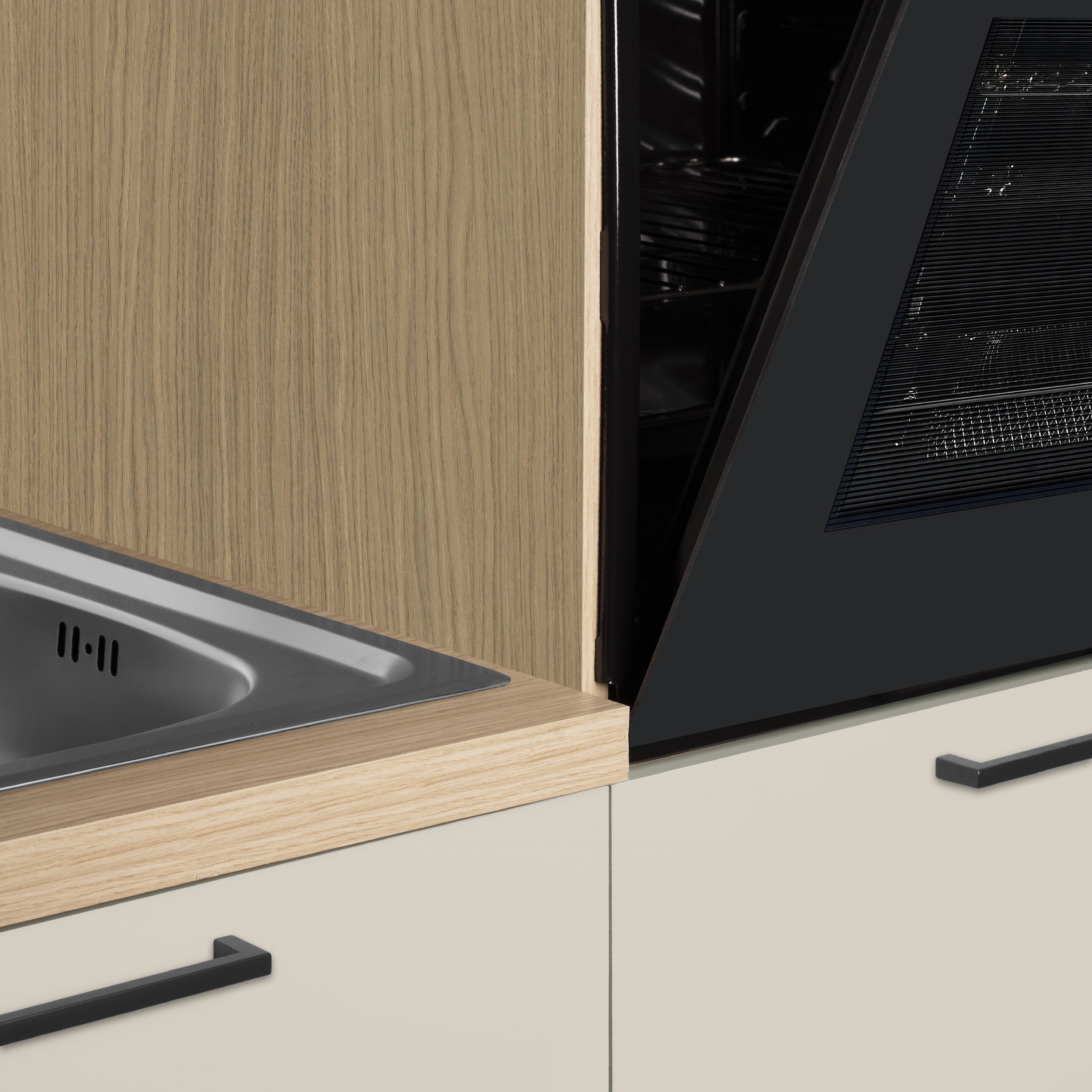 KOCHSTATION Küchenzeile »Luna, Küchenzeile mit Spüle + Siphon, ohne E-Geräte« Breite 182 cm,Türen mit Soft-Close Funktion, Metalgriffe,Made in Italy