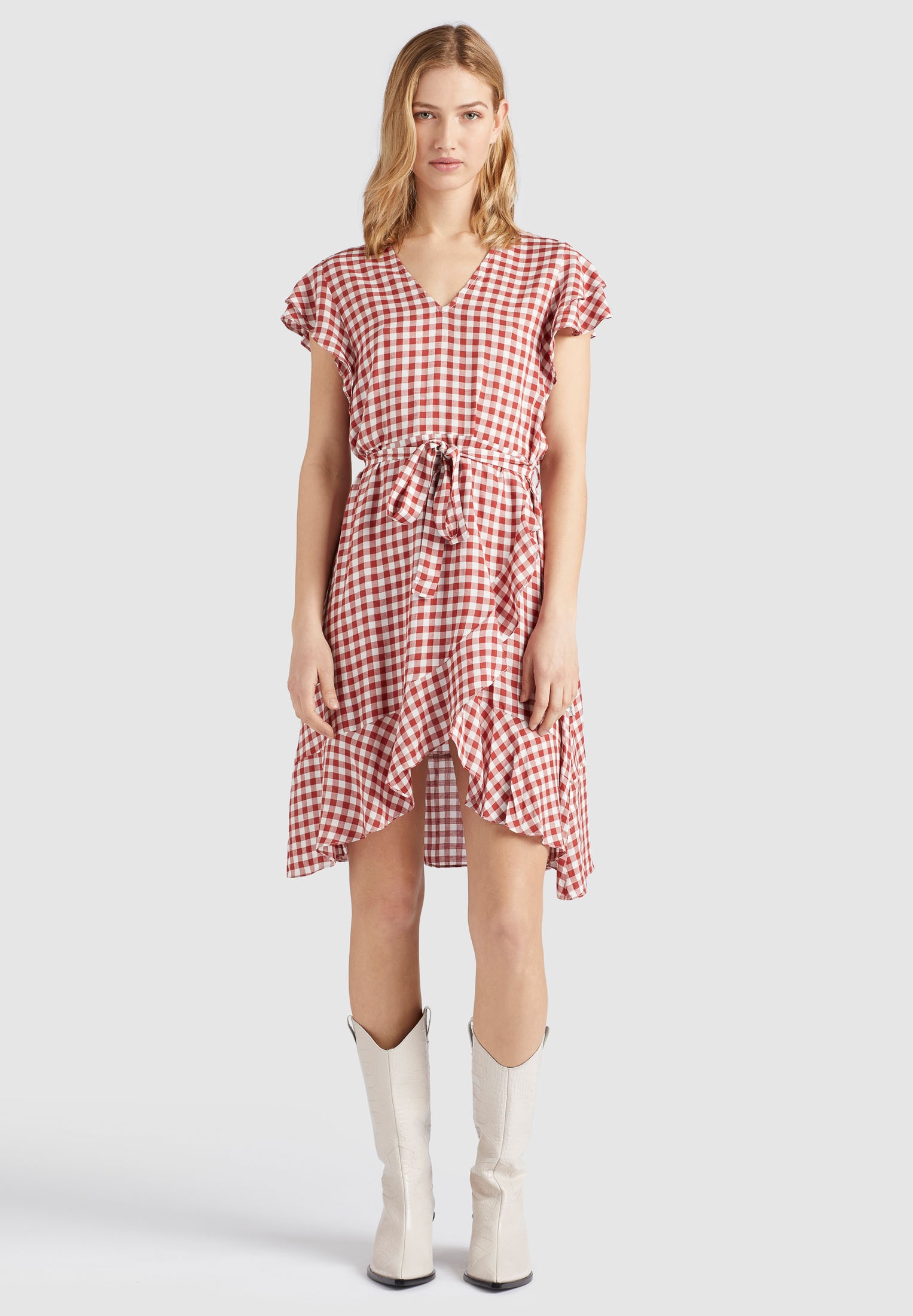 khujo Sommerkleid »khujo Kleid TERELLE«, aus karierter Viskose mit Volants