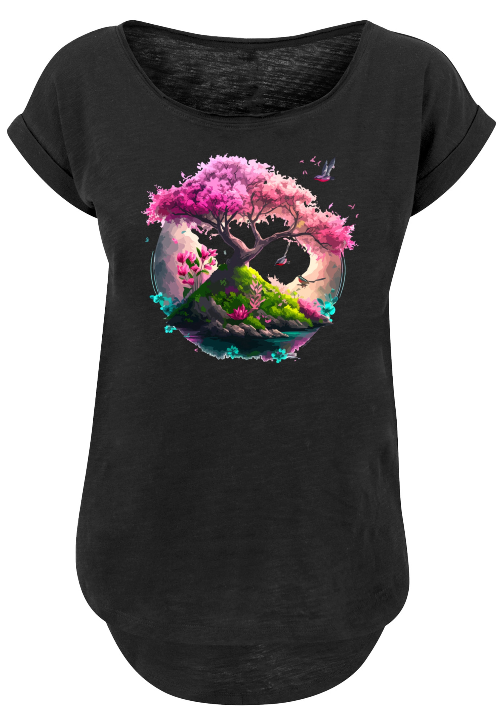 »Kirschblüten | F4NT4STIC BAUR Friday Baum«, Black T-Shirt Print