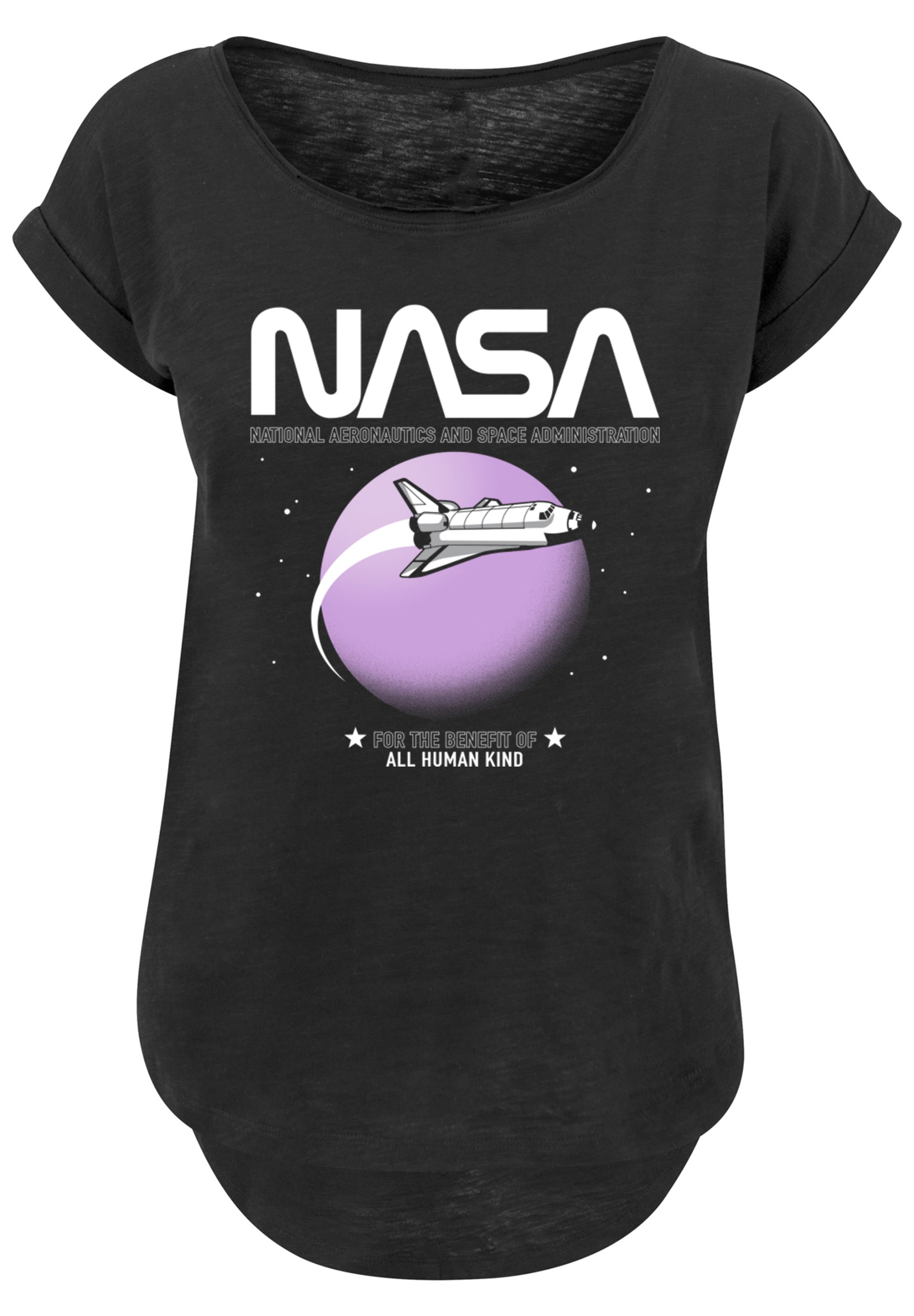 F4NT4STIC T-Shirt »Long Cut T-Shirt 'NASA Shuttle Orbit'«, Damen,Premium Merch,Lang,Longshirt,Bedruckt