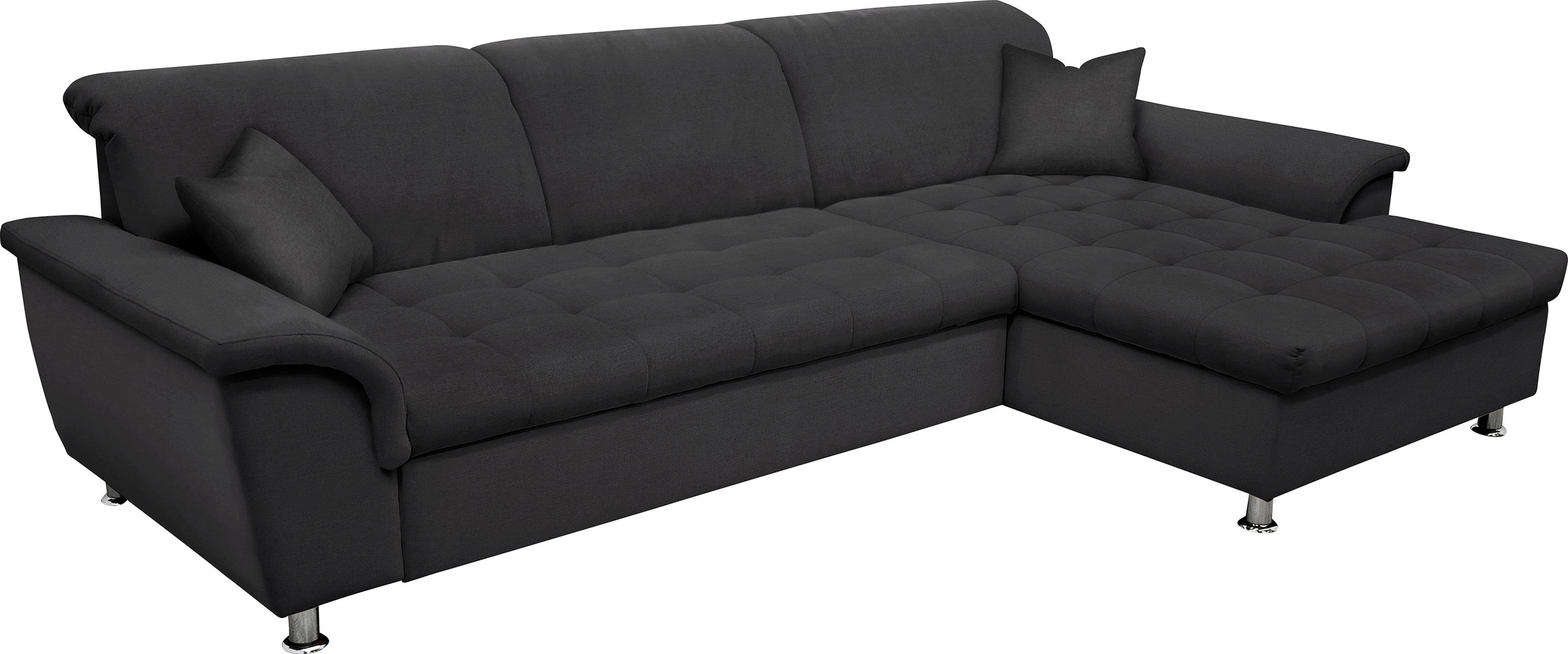 DOMO collection Ecksofa "FRANZI 278x170x81 cm, Steppung im Sitzbereich, L-Form" ohne Funktion, Flachgewebe, graphite