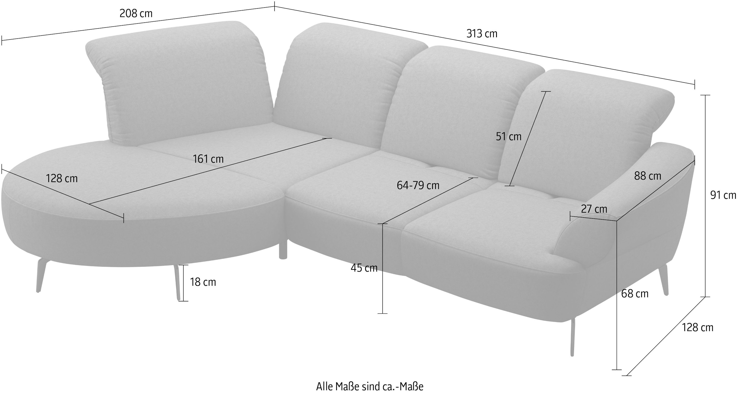 sit&more Ecksofa »Dance«, inkl.System Click&Seat und Sitztiefenverstellung
