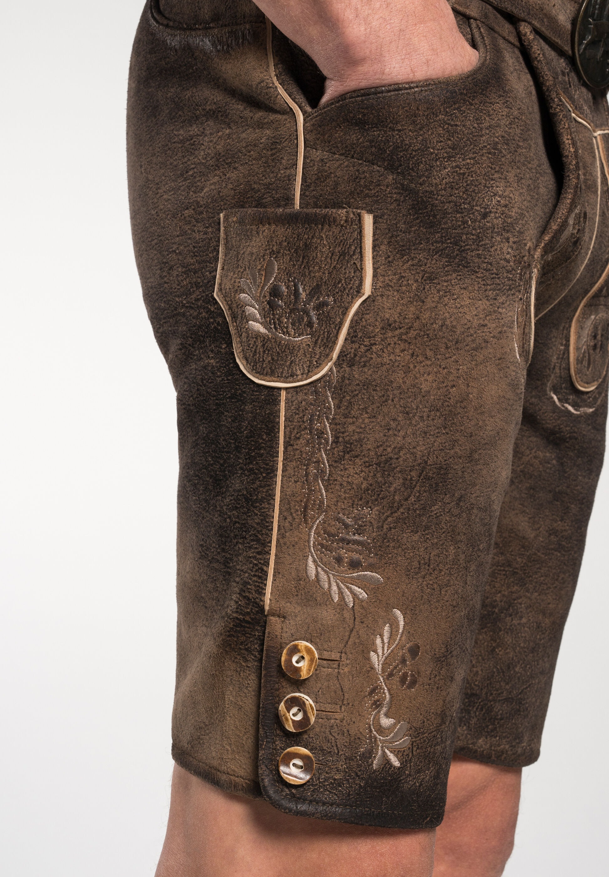 Spieth & Wensky Lederhose »Spieth & Wensky Lederhose Fredo«  Trachten Lederhose mit Gürtel und Hirschmotiv
