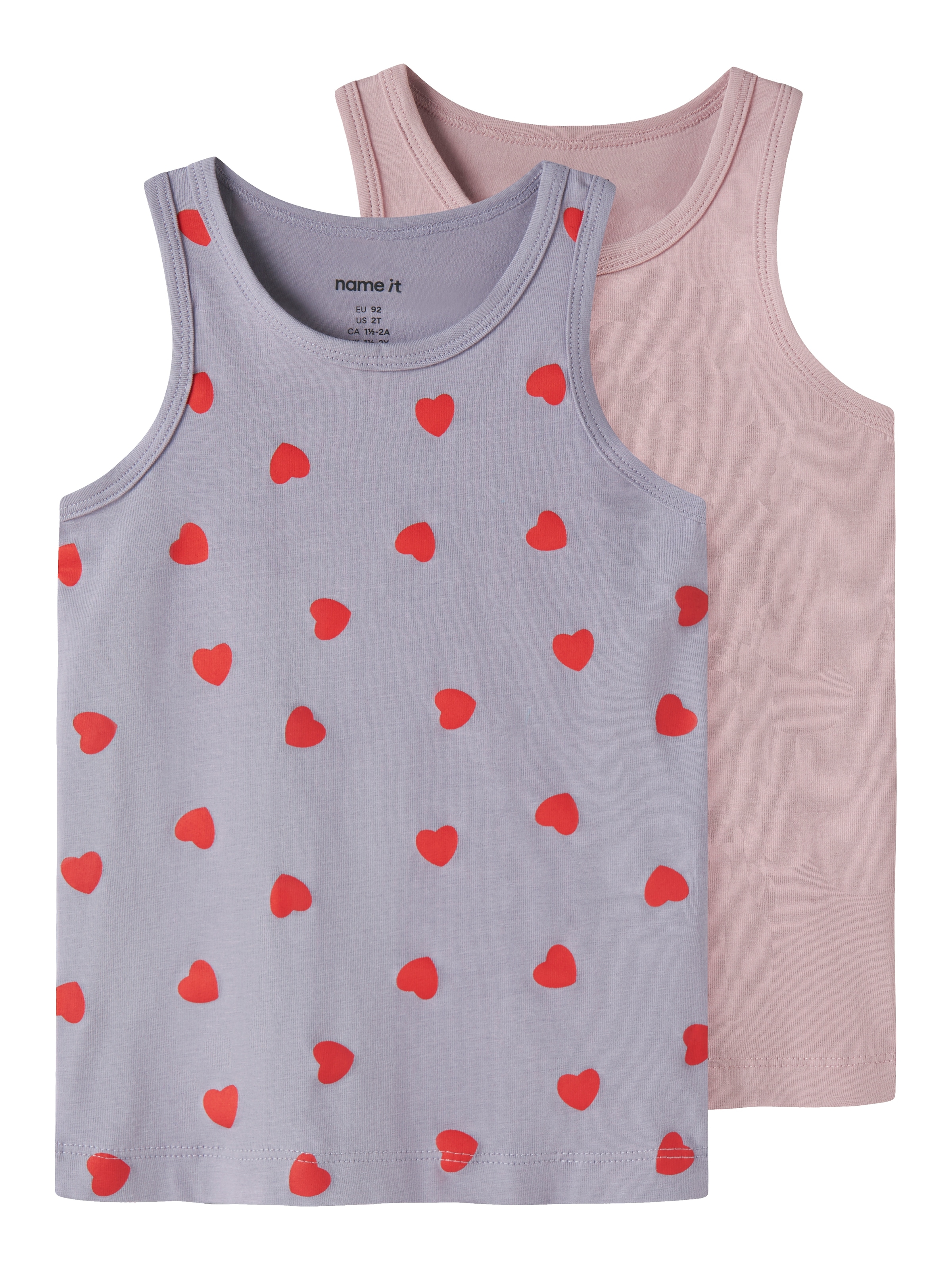 Name It Unterhemd "NMFTANK TOP 2P LAVENDER HEARTS NOOS" Packung, 2 Stk.