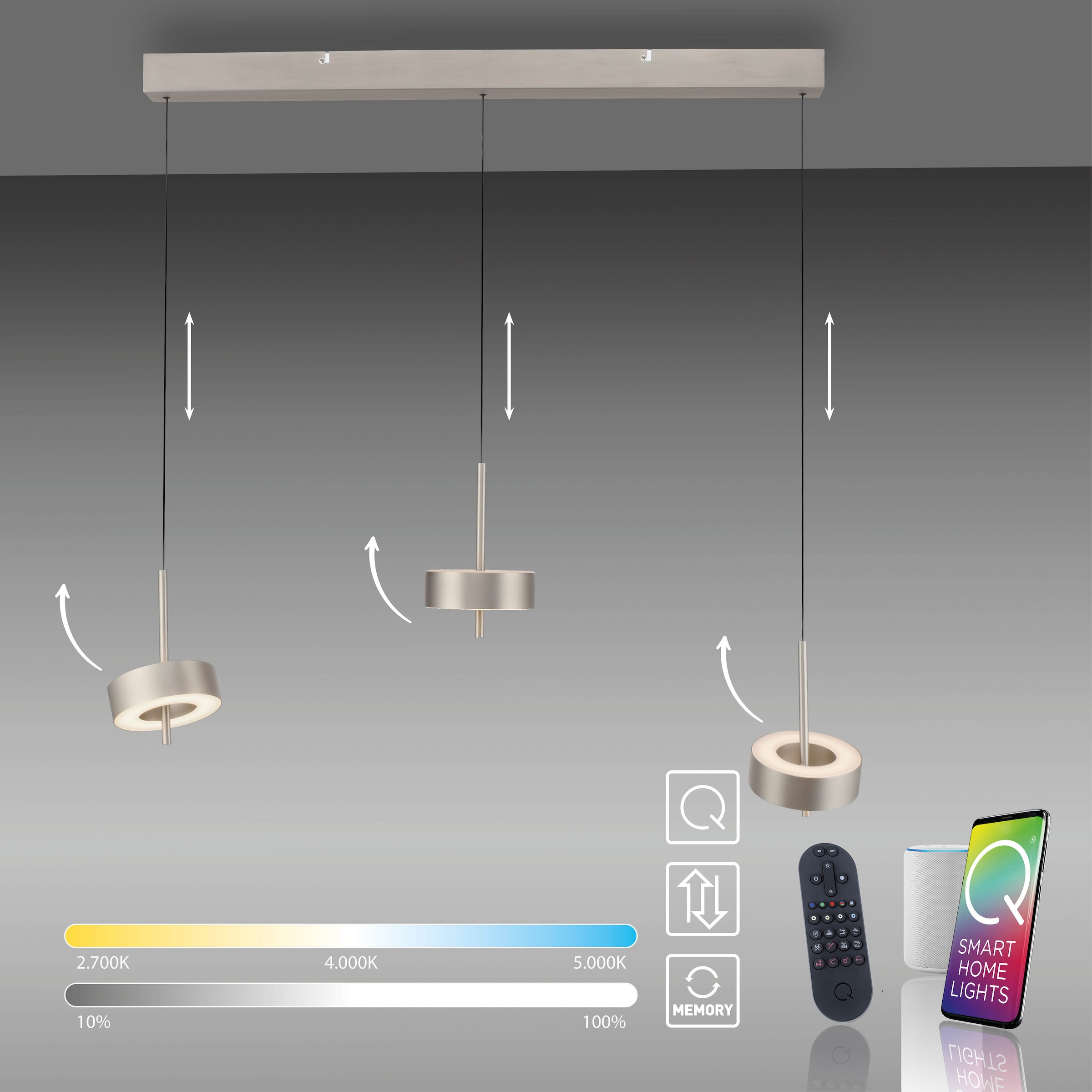 Neuhaus Q SMART HOME LIGHTS LED Pendelleuchte »Q-ROTATE« LED-Board 1 Stk. warmweiß - kaltweiß
