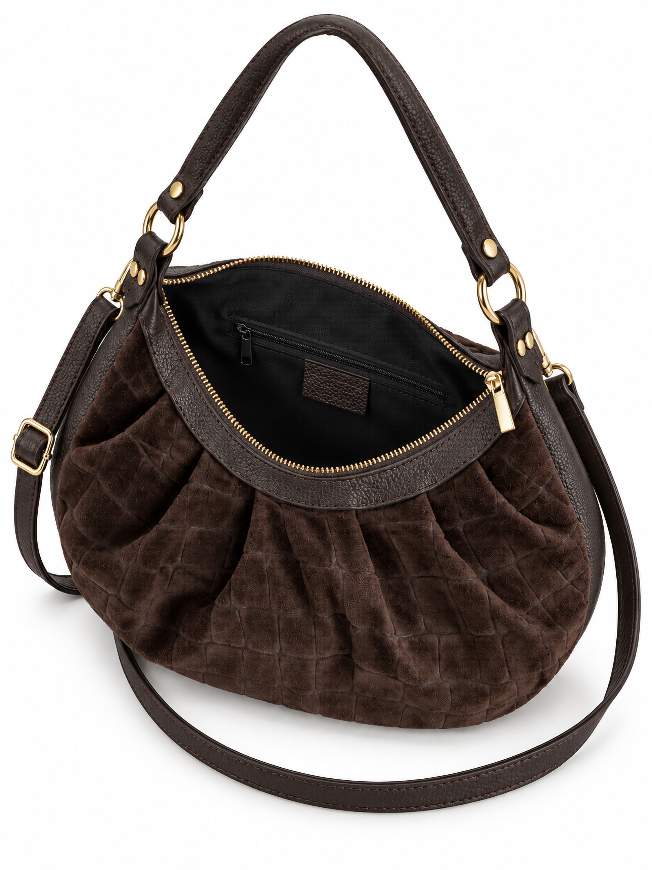 COLLEZIONE ALESSANDRO Henkeltasche »Artis« Croco-Velours, genarbtes Glattleder, Made in Italy