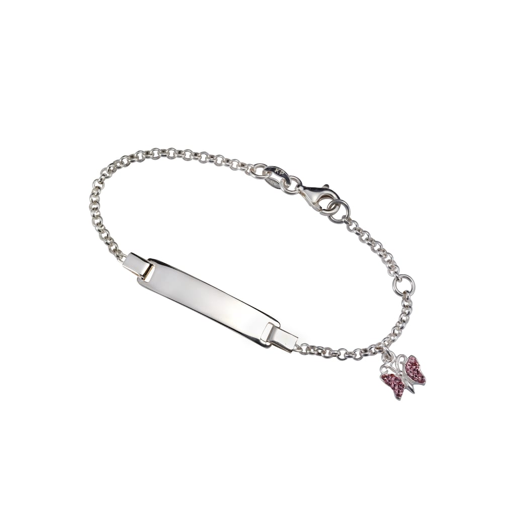 Firetti Armband »Schmuck Geschenk Silber 925 Armkette ID-Platte Schmetterling Glitzer«