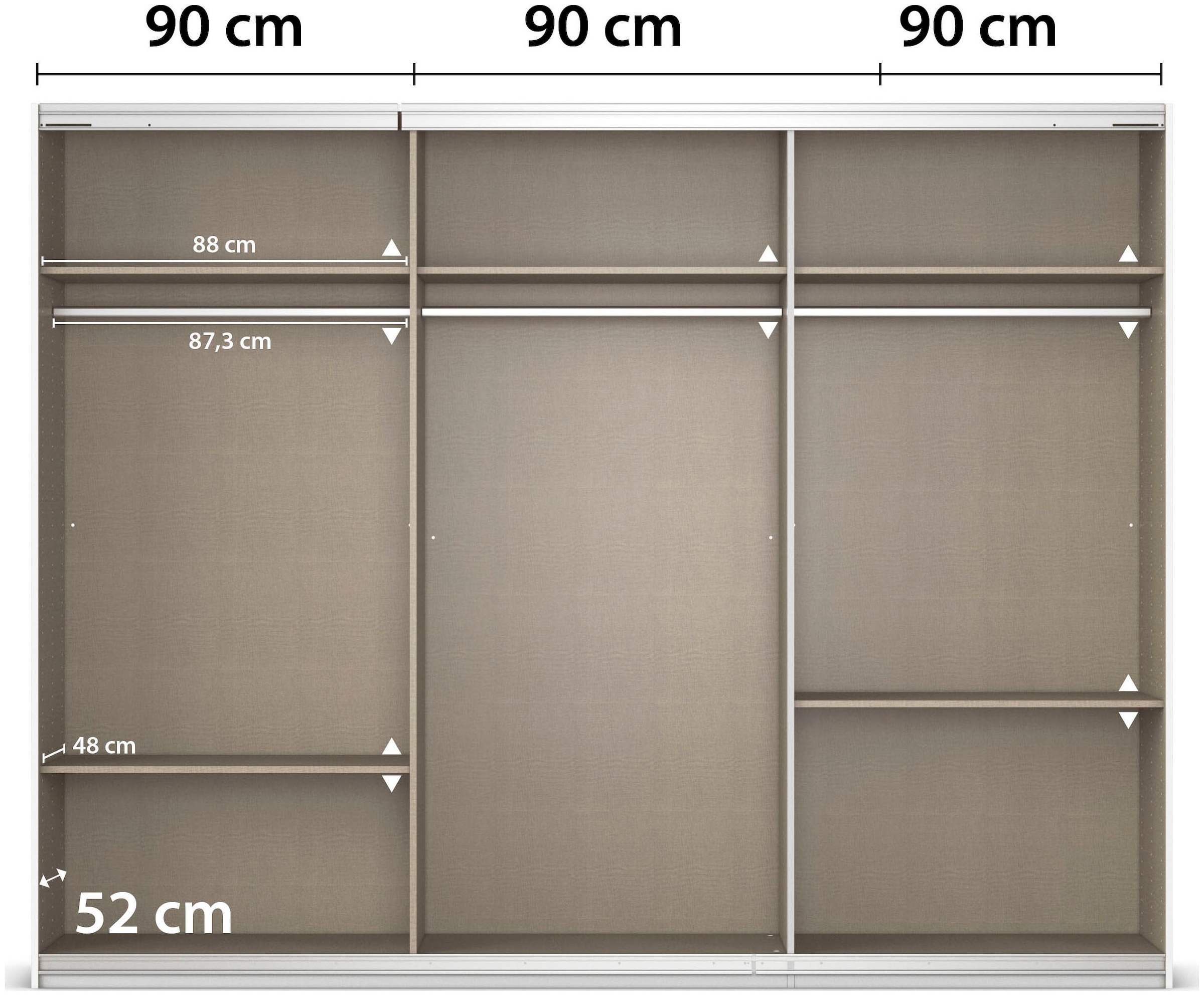 rauch Schwebetürenschrank »Kleiderschrank Schrank OTTO´S CHOICE Garderobe AGORDO«, (in zwei Griff-Farben), Top Innenausstattung, in 4 Breiten und 2 Höhen MADE IN GERMANY
