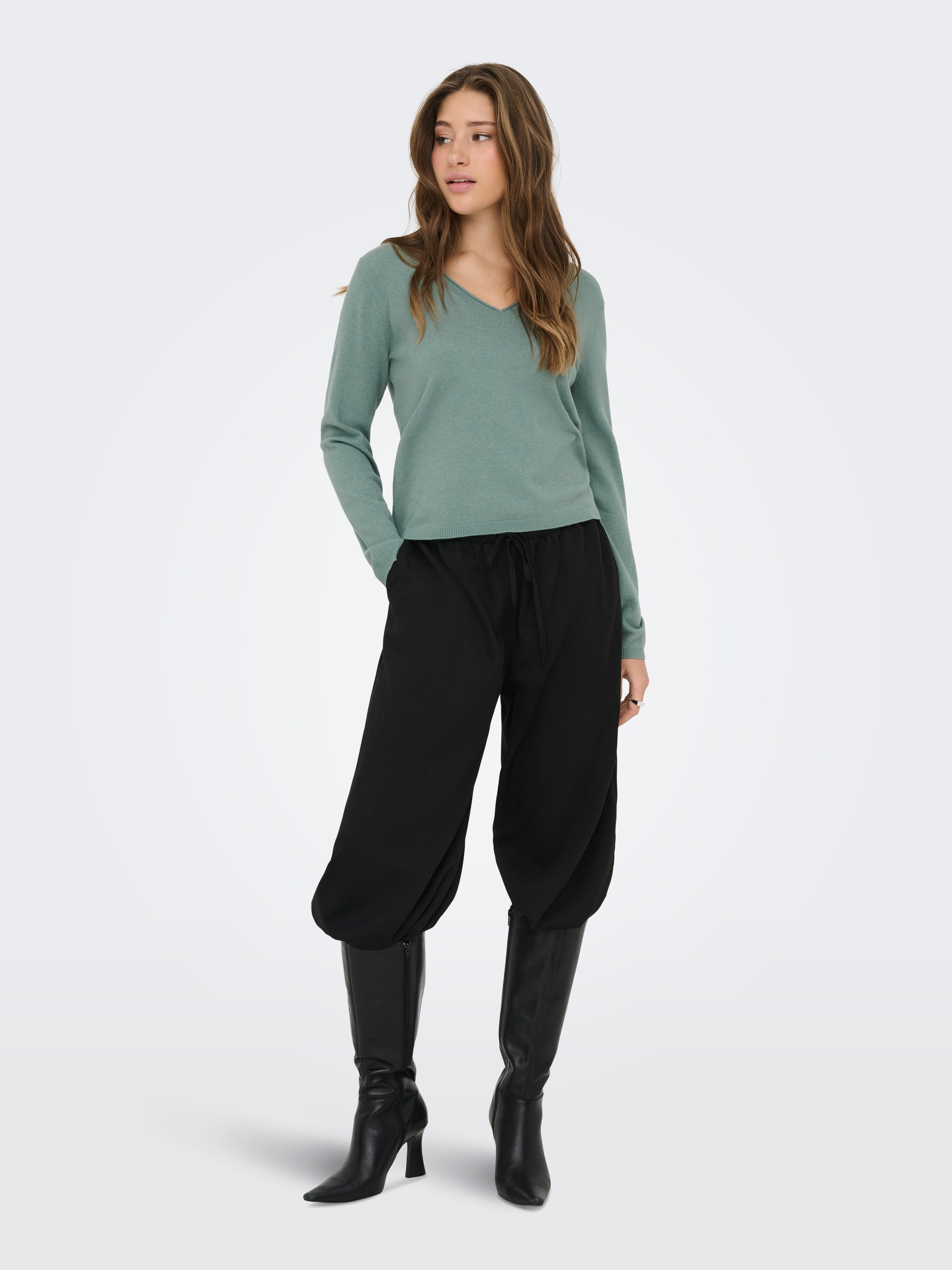 Thumbnail - ONLY V-Ausschnitt-Pullover "ONLLOYAL LIFE LS V-NECK PULLO KNT NOOS" Materialmix