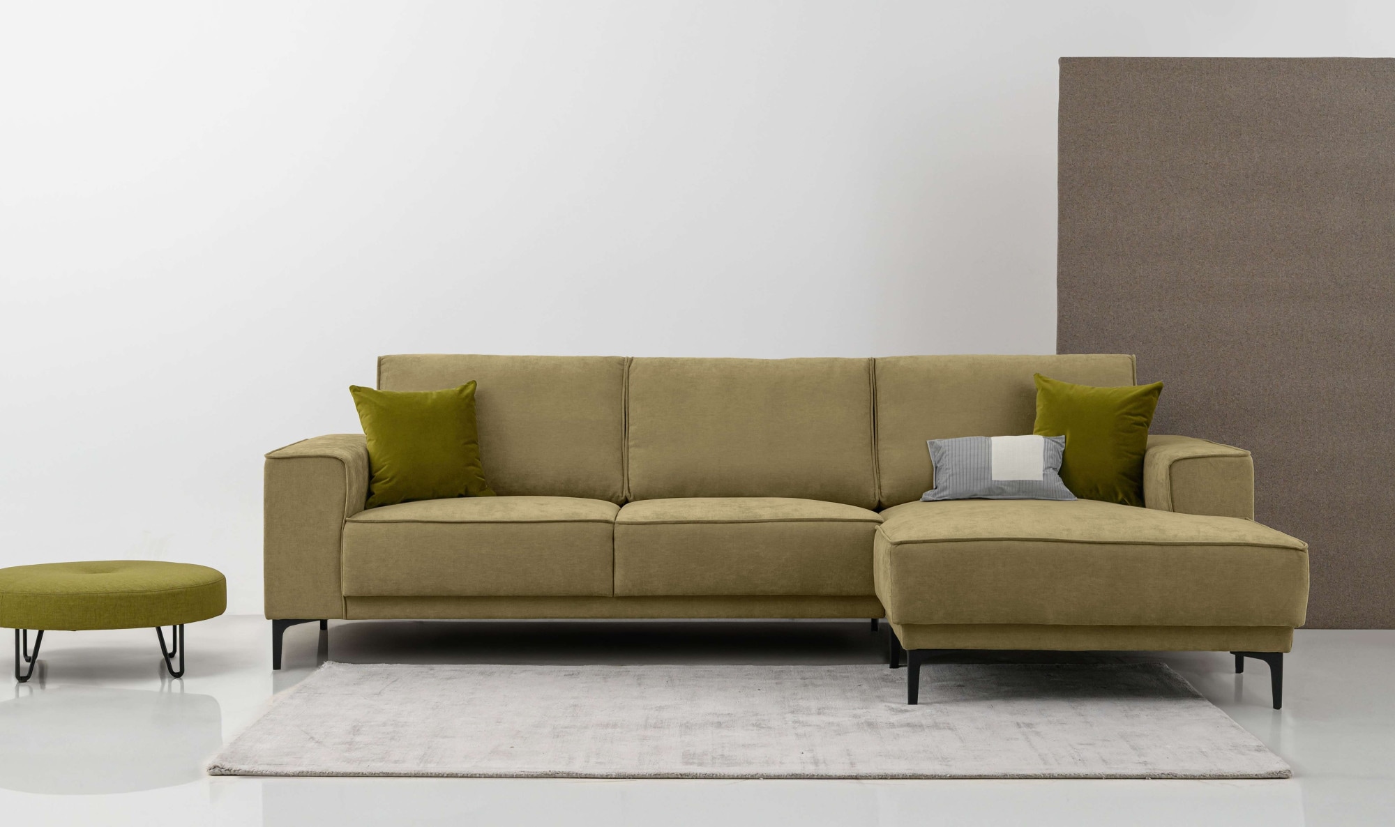 OTTO home Ecksofa "OLAND Struktur fein L-Form, B: 280 cm, Skandi-Design" L-Form, 280 cm, Wellenunterfederung, Skandi-Design, Metallfüße
