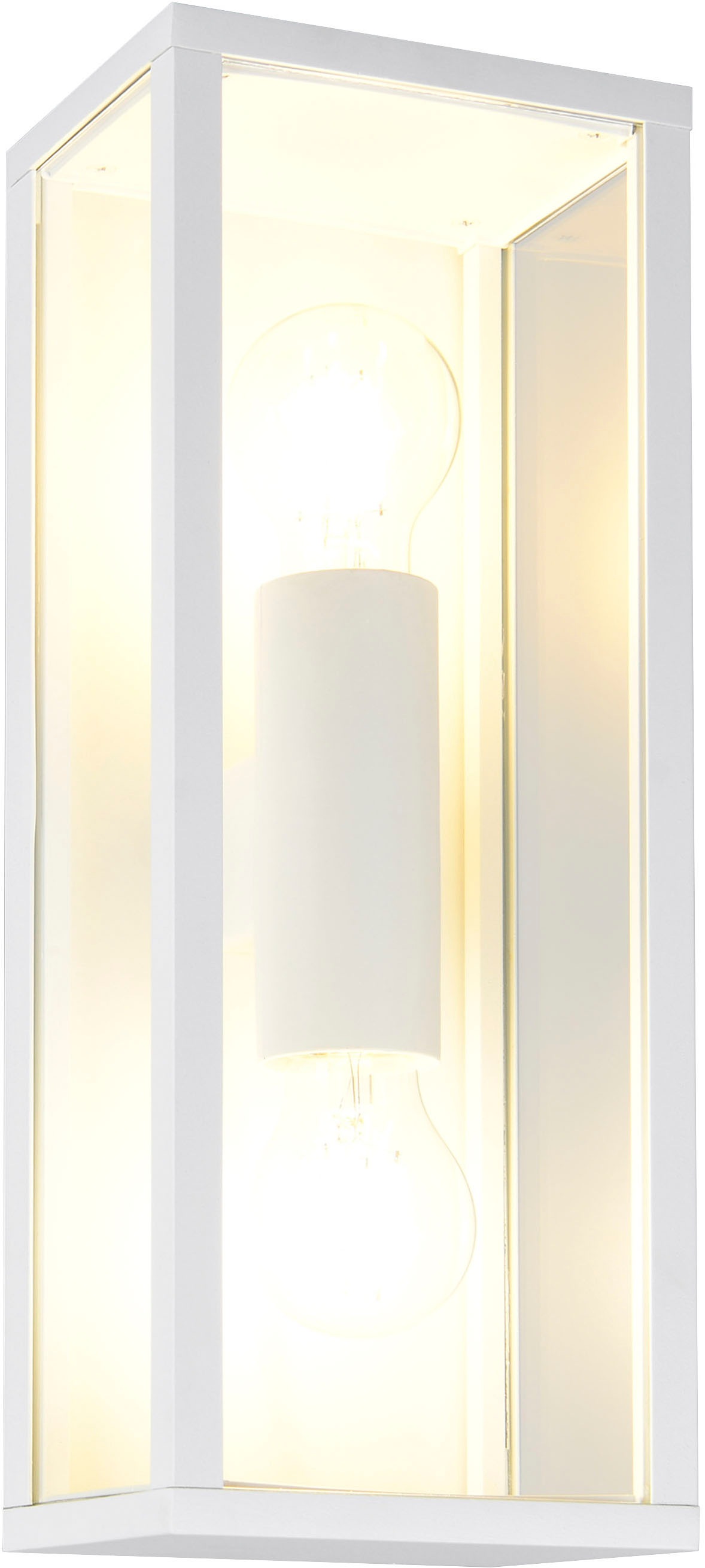 TRIO Leuchten Außen-Wandleuchte »GARONNE, Fassadenbeleuchtung, Wandlampe exkl 2x E27 max 10W, IP44«, 2 flammig, Leuchtmittel E27 | Leuchtmittel wechselbar, Wandleuchte Garten Terrasse, mit Glasschirm Höhe 38cm Breite 14cm