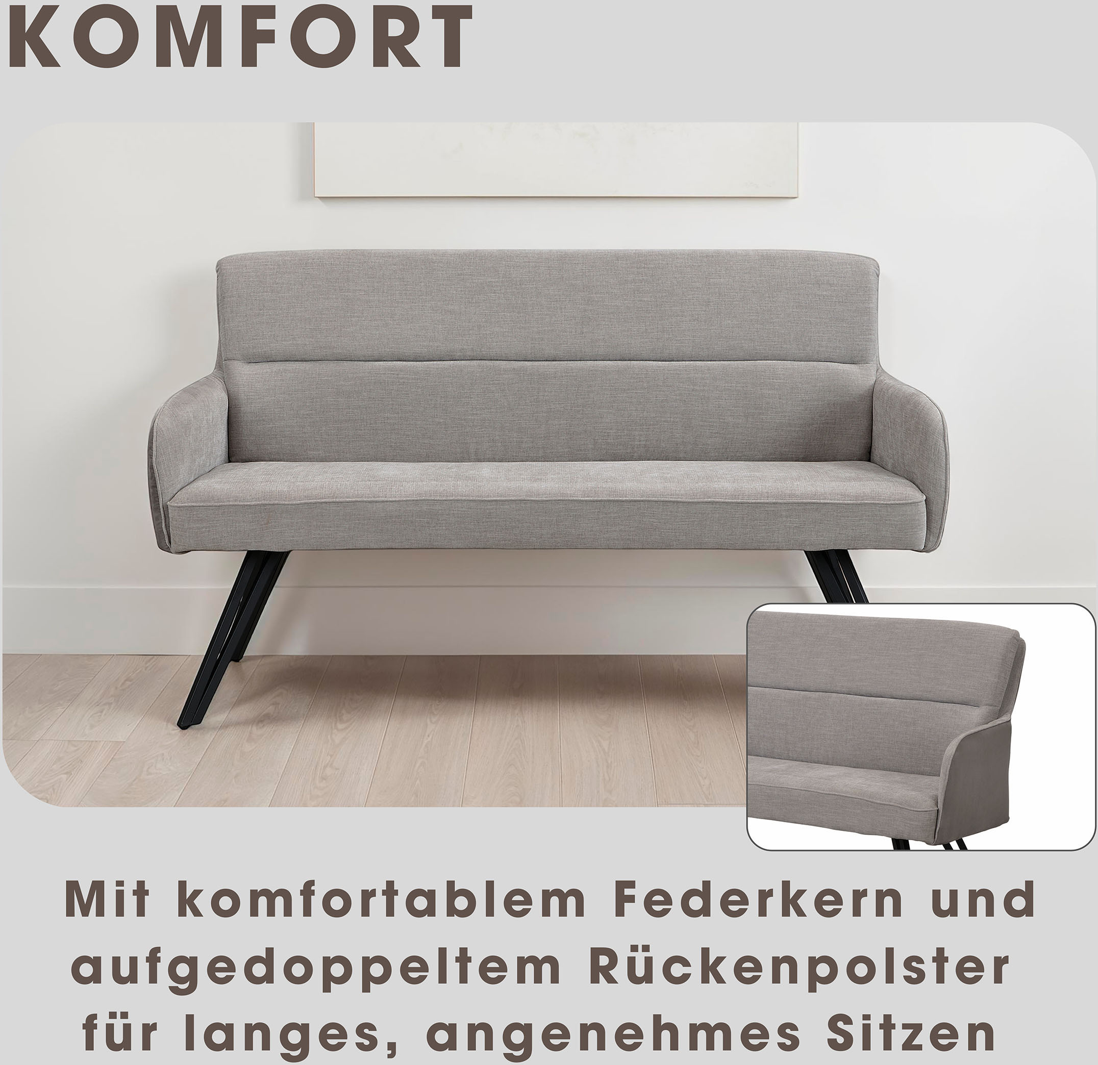 Thumbnail - byLIVING Sitzbank "Tino" 1 Stk. tlg. mit Federkernpolsterung in 140 oder 160cm, hochwertige Polsterbezüge