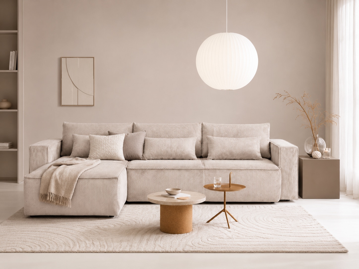 OTTO home Ecksofa »Tillian, Schlafsofa« Breite 294 cm, Breitkord, Sitzfläche mit Taschenfederkern