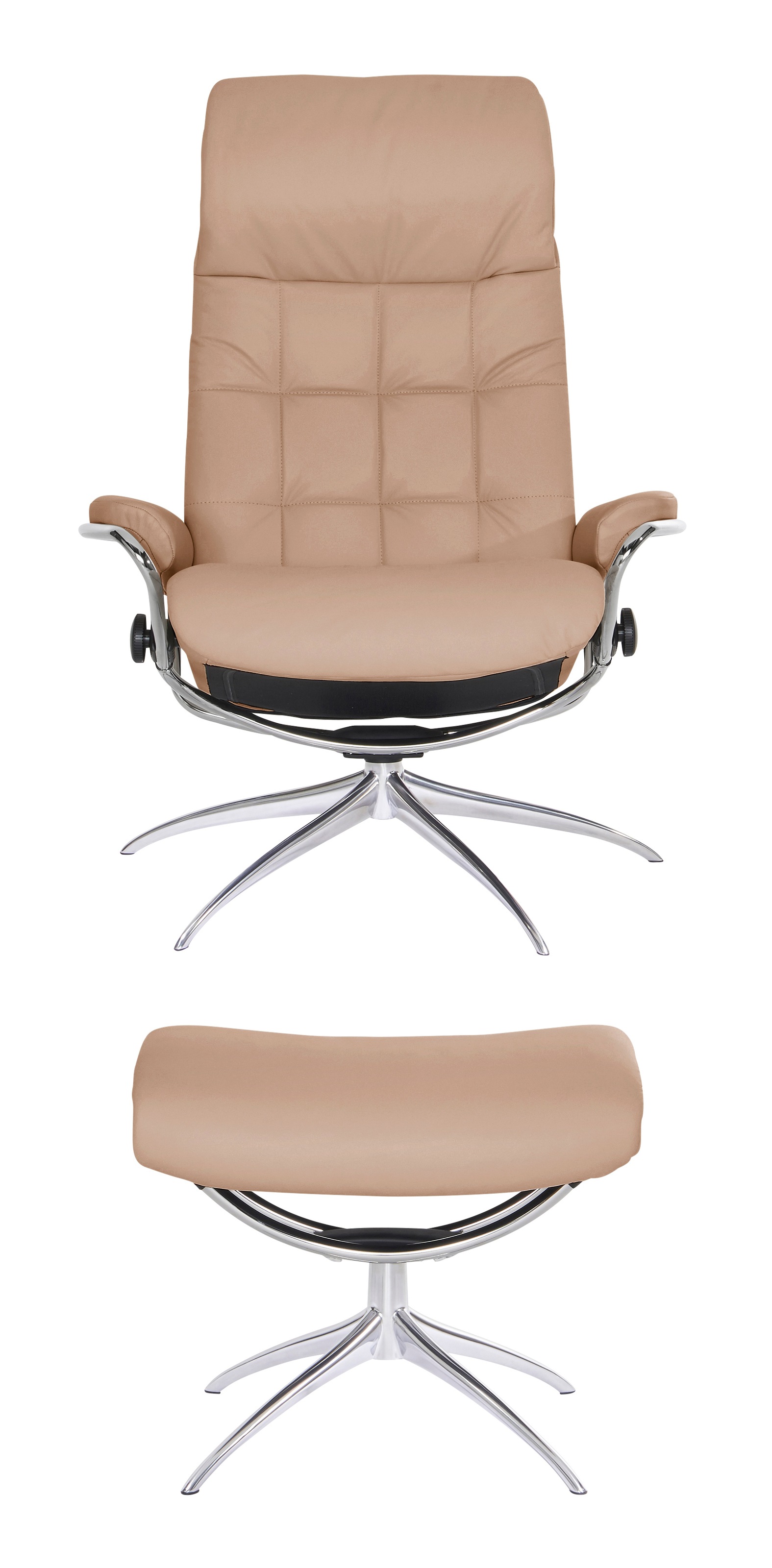 Stressless® Relaxsessel »London«, (Set, Relaxsessel mit Hocker), mit Hocker, High Back, mit Star Base, Gestell Chrom