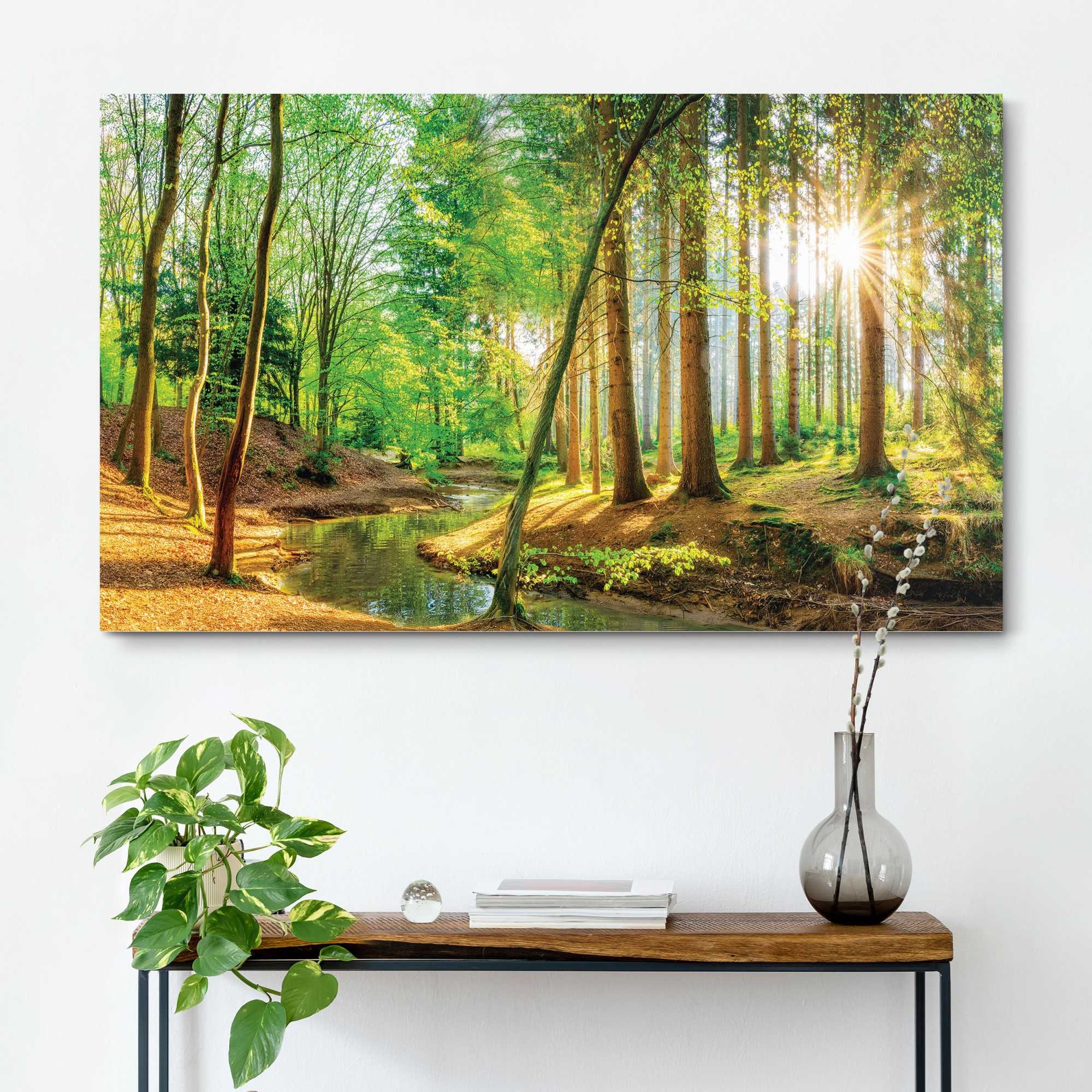 Reinders! Deco-Panel »Sonnenschein im Wald«, Hobbyraum - Grün - MDF - Wald - 118x70 cm