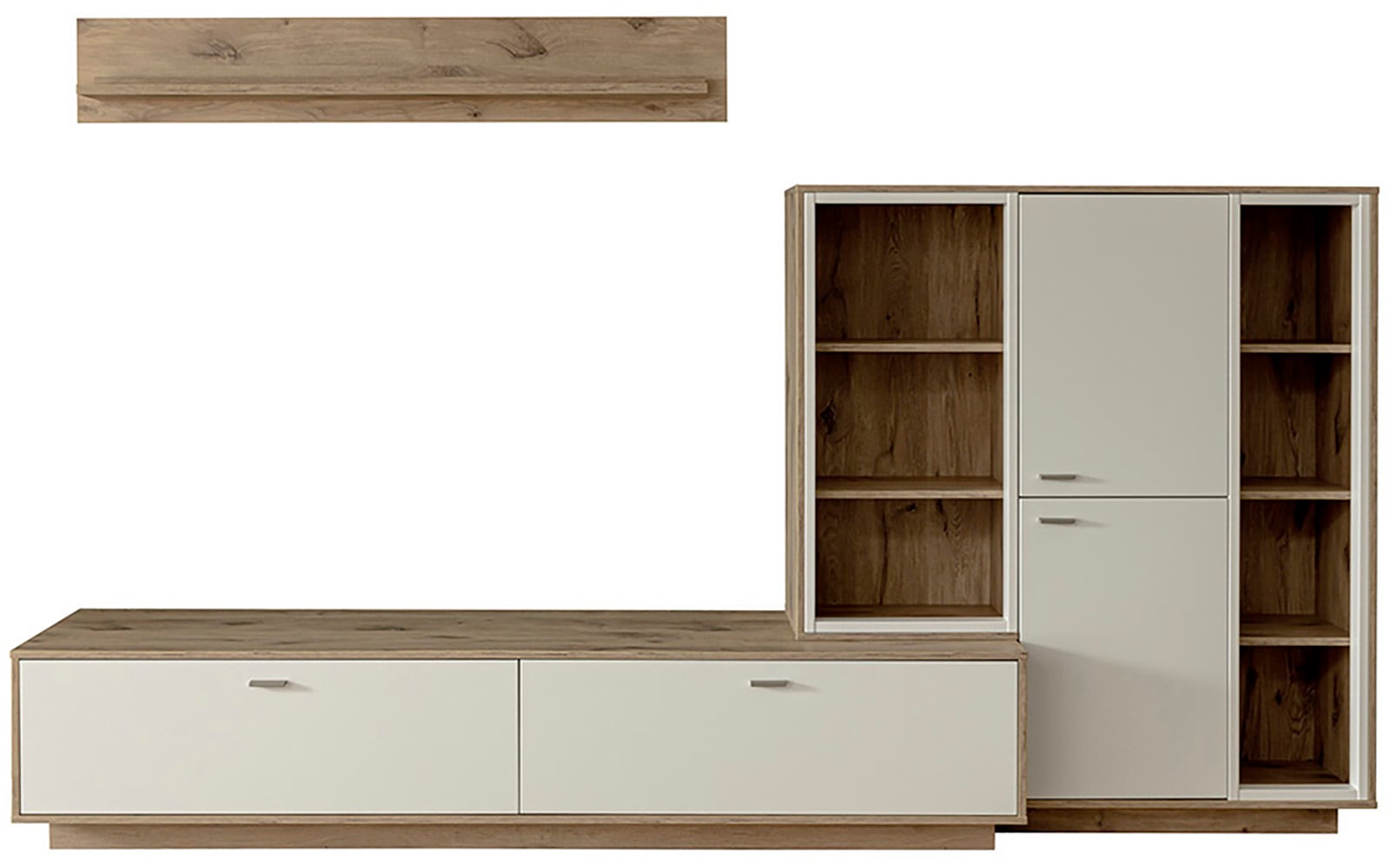 MCA furniture Wohnwand »SANTERNO«, (Komplett-Set, 3 St., 3-teilg), Wohnzimmer Set (3-tlg.), Türen & Schubkästen gedämpft, Breite 287 cm