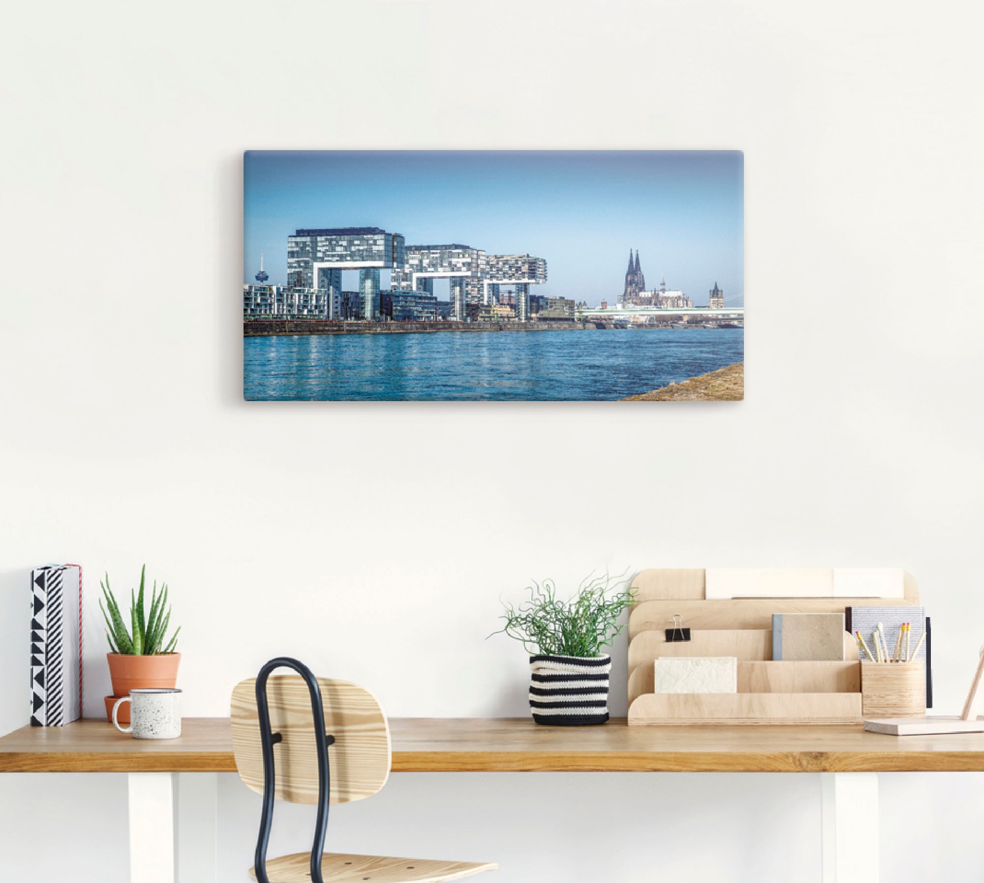 Artland Wandbild »Köln Kranhäuser und Dom«, Gebäude, (1 St.), als Alubild, Outdoorbild, Leinwandbild in verschied. Größen