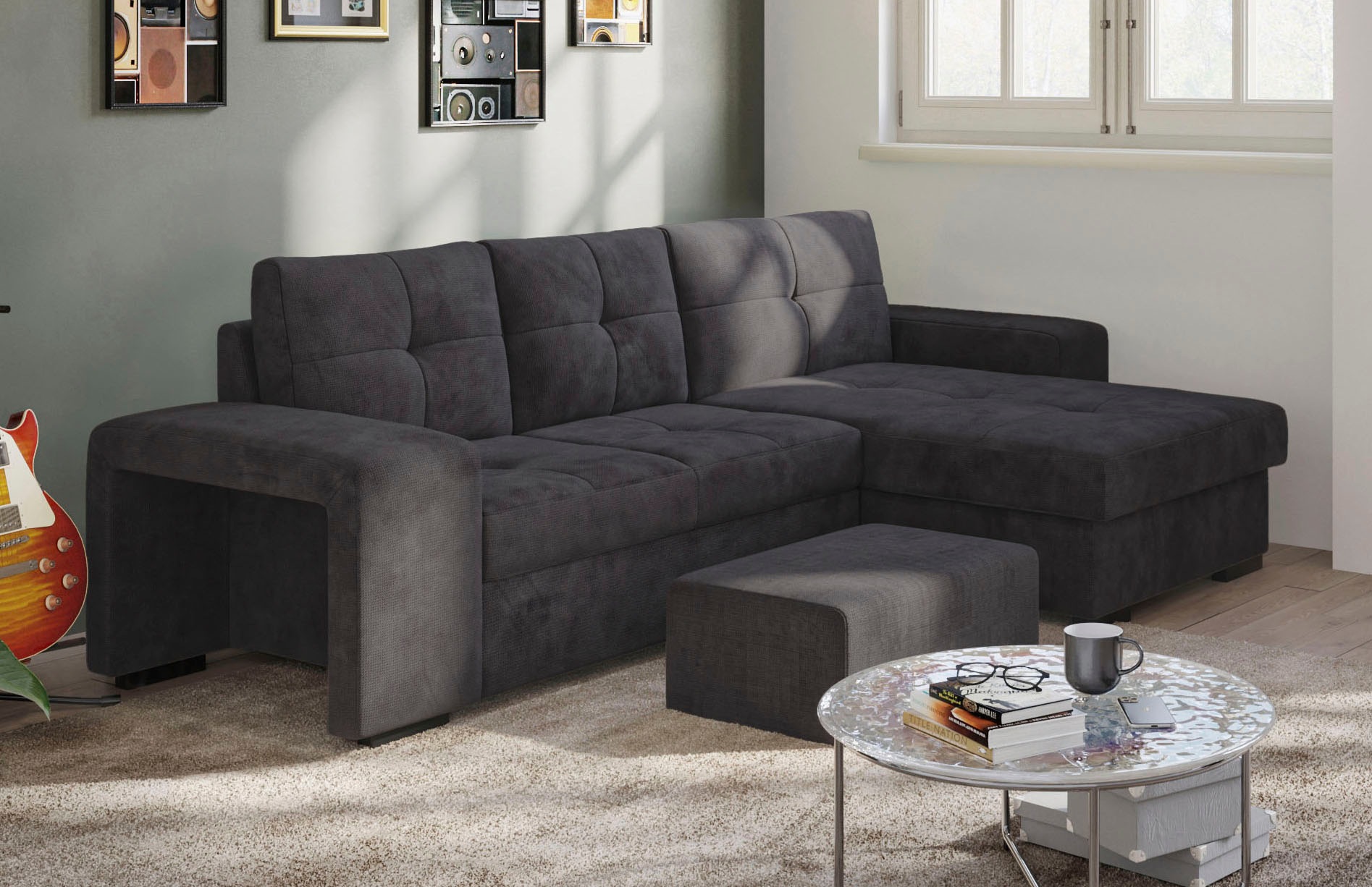 COTTA Ecksofa »Mattina L-Form«, mit Hocker, wahlweise mit Bettfunktion & Bettkasten