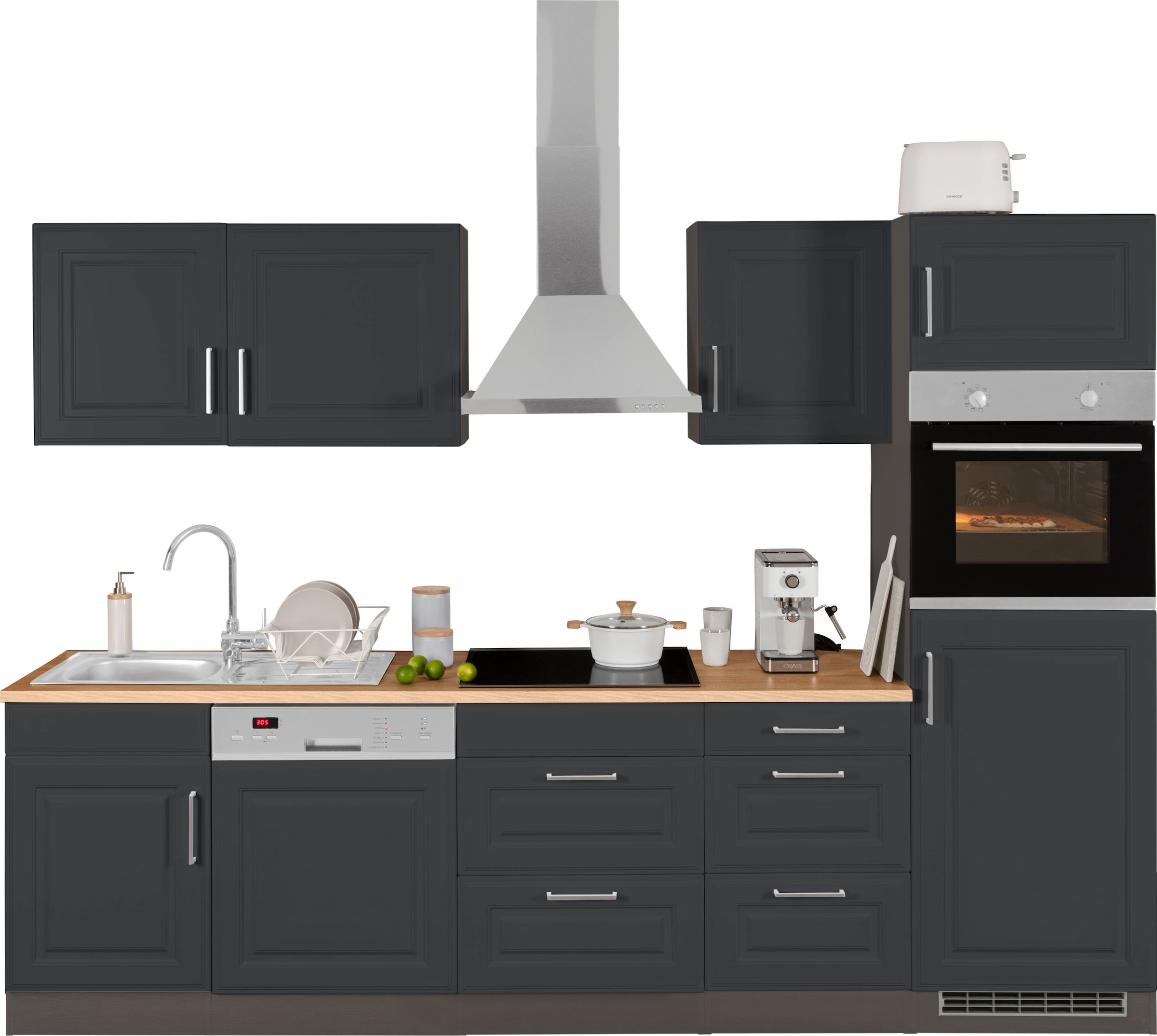 HELD MÖBEL Küchenzeile bestellen mit hochwertigen cm, MDF BAUR Landhaus-Stil im Breite 280 | Fronten »Stockholm«