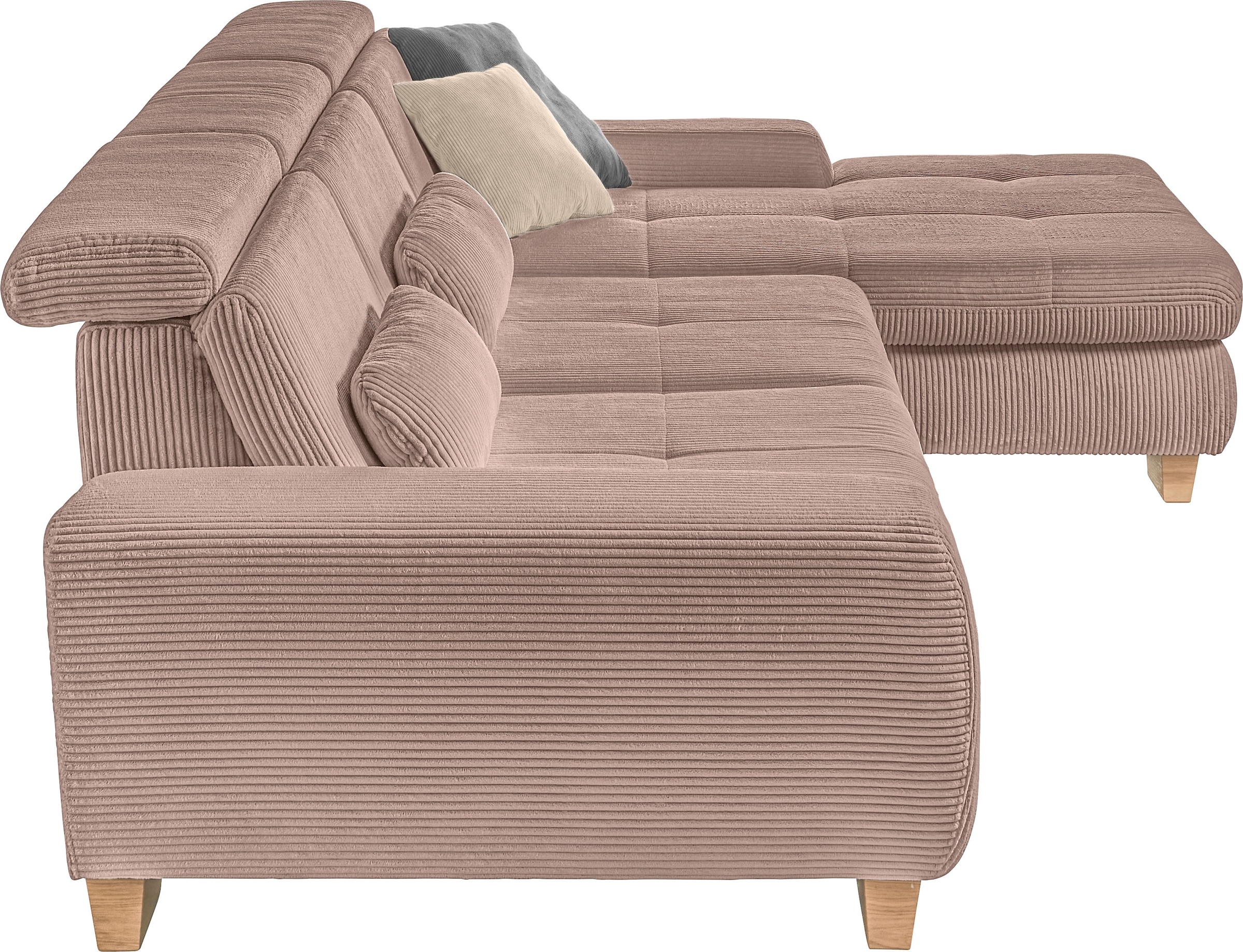 set one by Musterring Ecksofa whlw. mit Funktion, Kaltschaum, in Cord, rose, Sitzhöhe 49