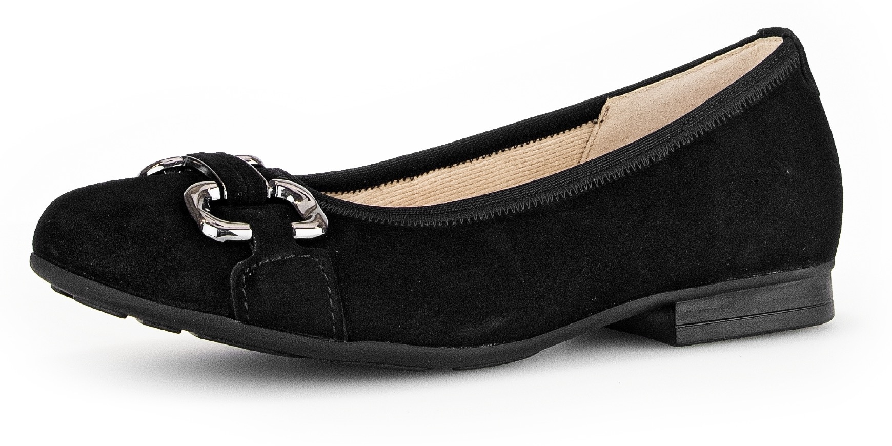 Gabor Ballerina »FLORENZ«, Kitten Heel, Flats mit Schmuckelement, Weite G