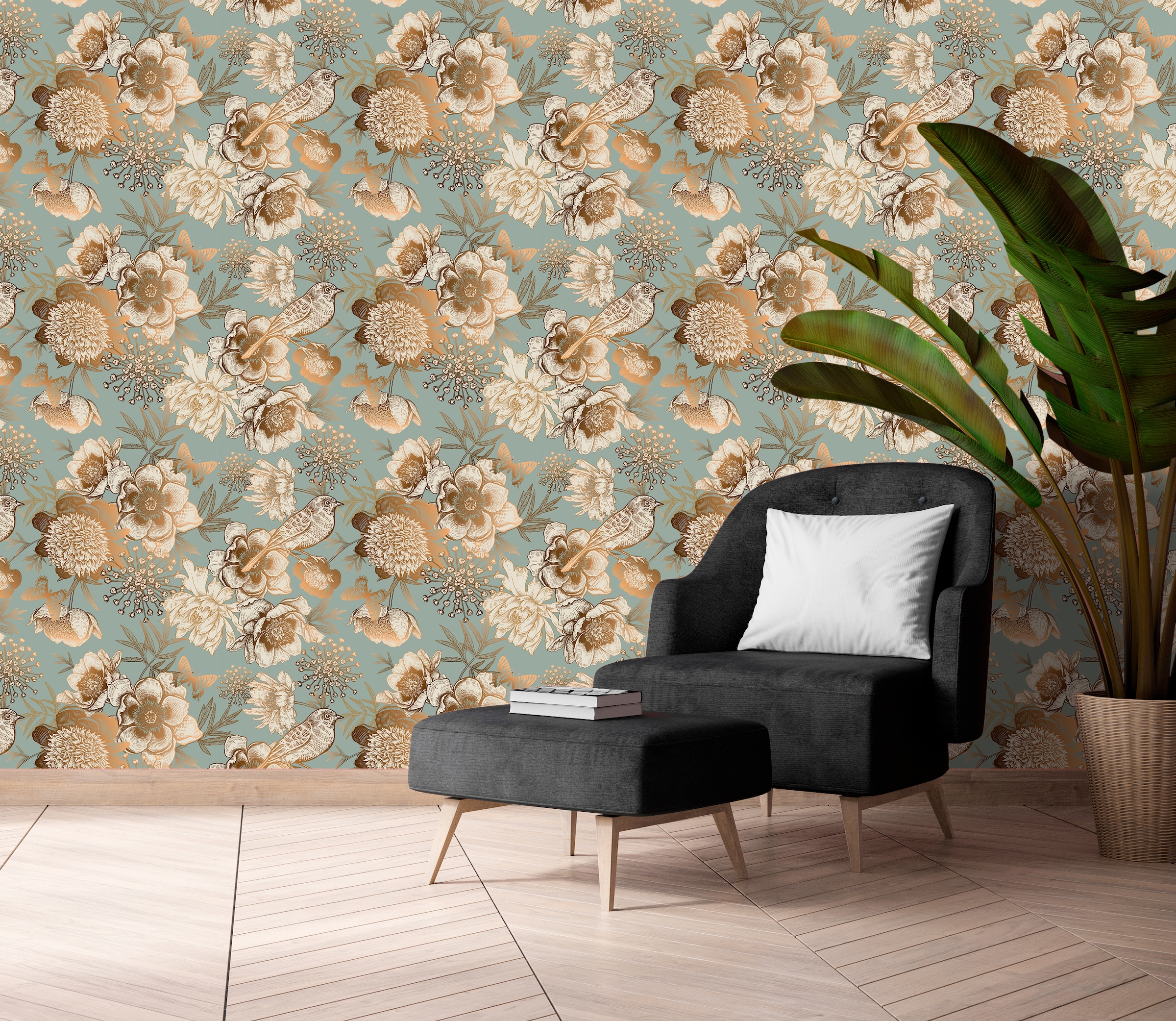 queence Vinyltapete »Gold«, bedruckt-Barock-Antikoptik-Kunst, 90x250cm, selbstklebend, kinderleichte Anbringung, Sticker