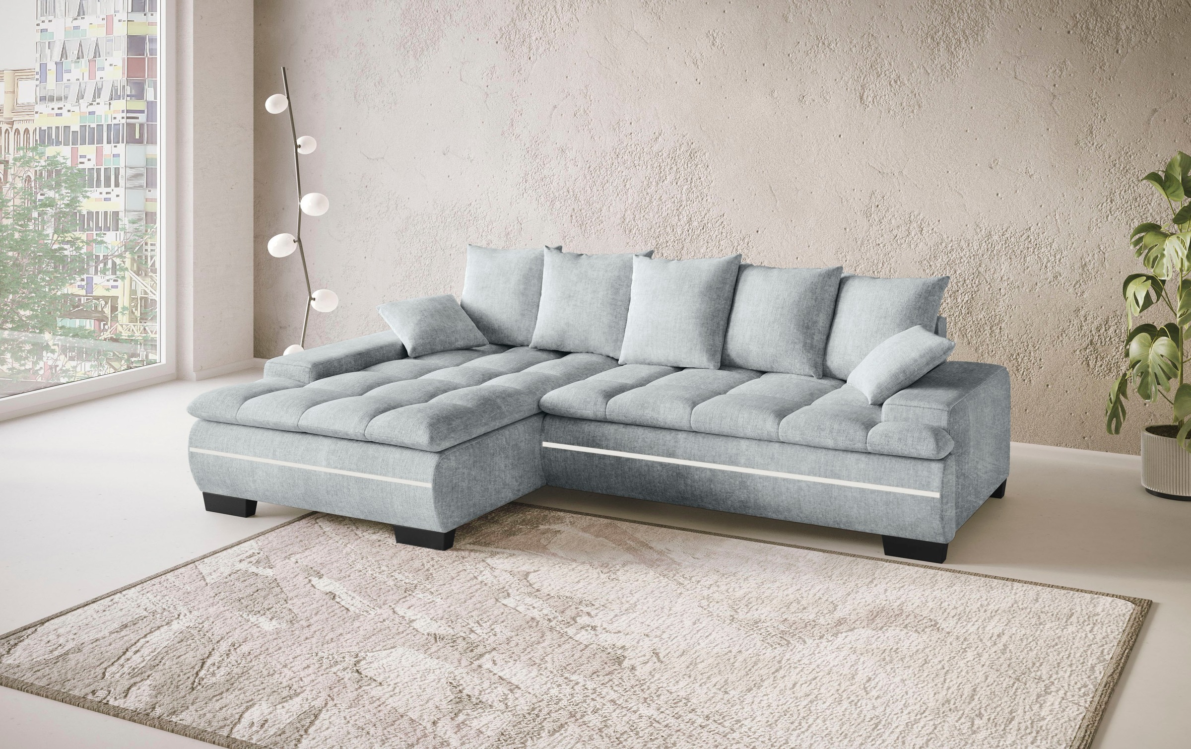 Mr. Couch Ecksofa »Haiti II, L-Form«, RGB-LED Beleuchtung, Kaltschaum, wahlweise mit Bett, Bettkasten