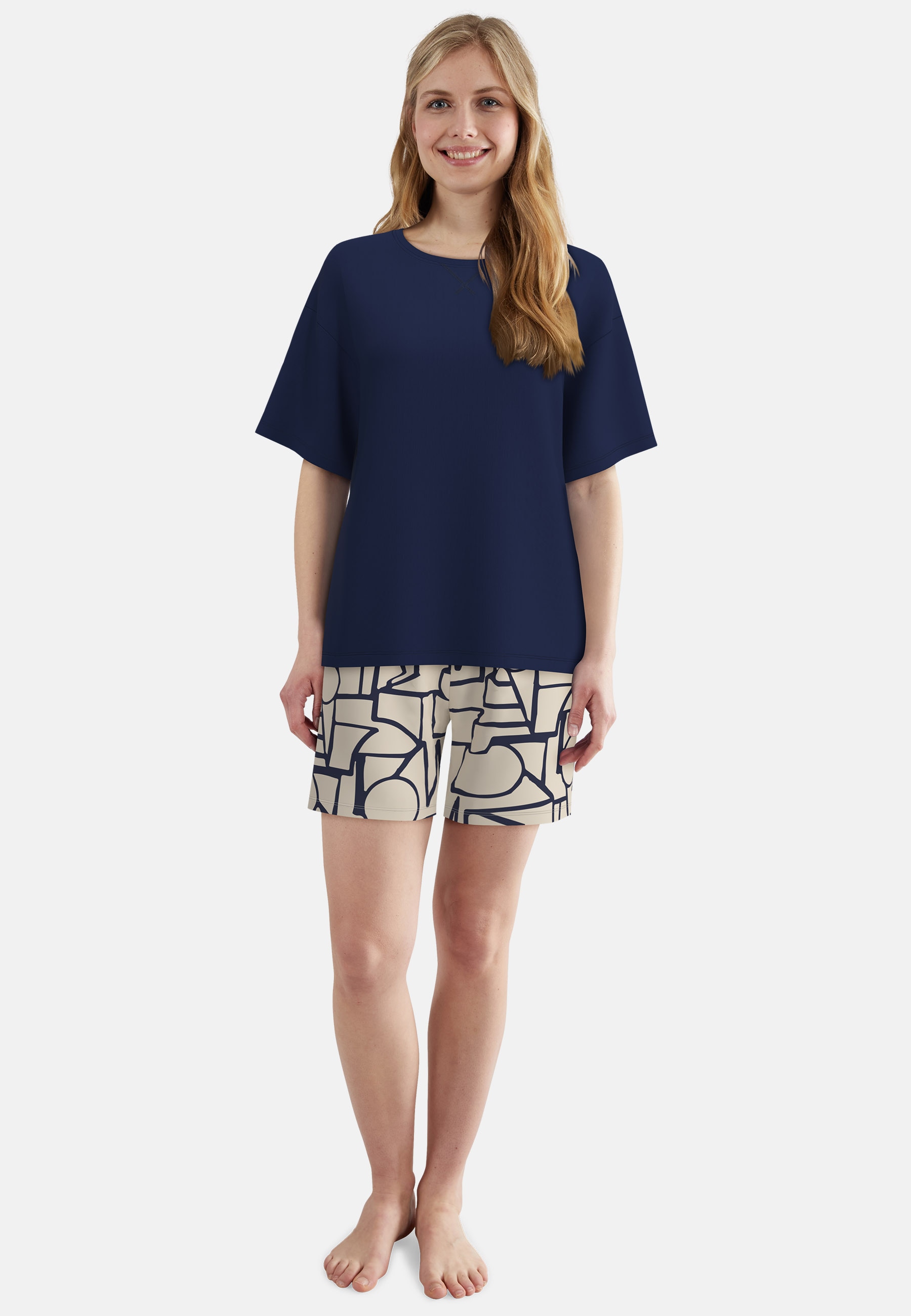 TOM TAILOR Shorty Halbarm, mit Muster, Rundhalsausschnitt, Viskosemix günstig online kaufen